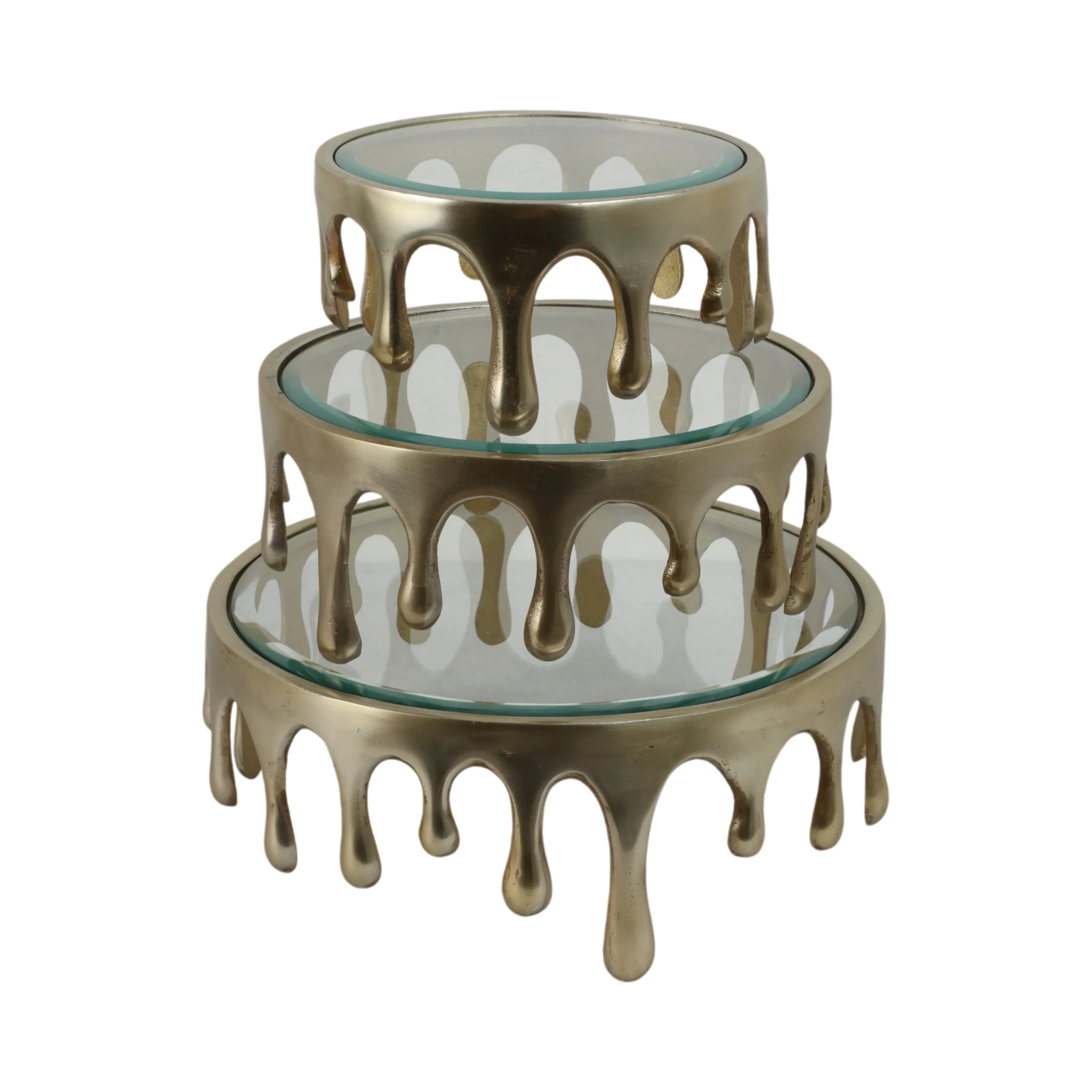 S/3 9/12/14" Nevis Glass And Aluminum Risers - Image 4