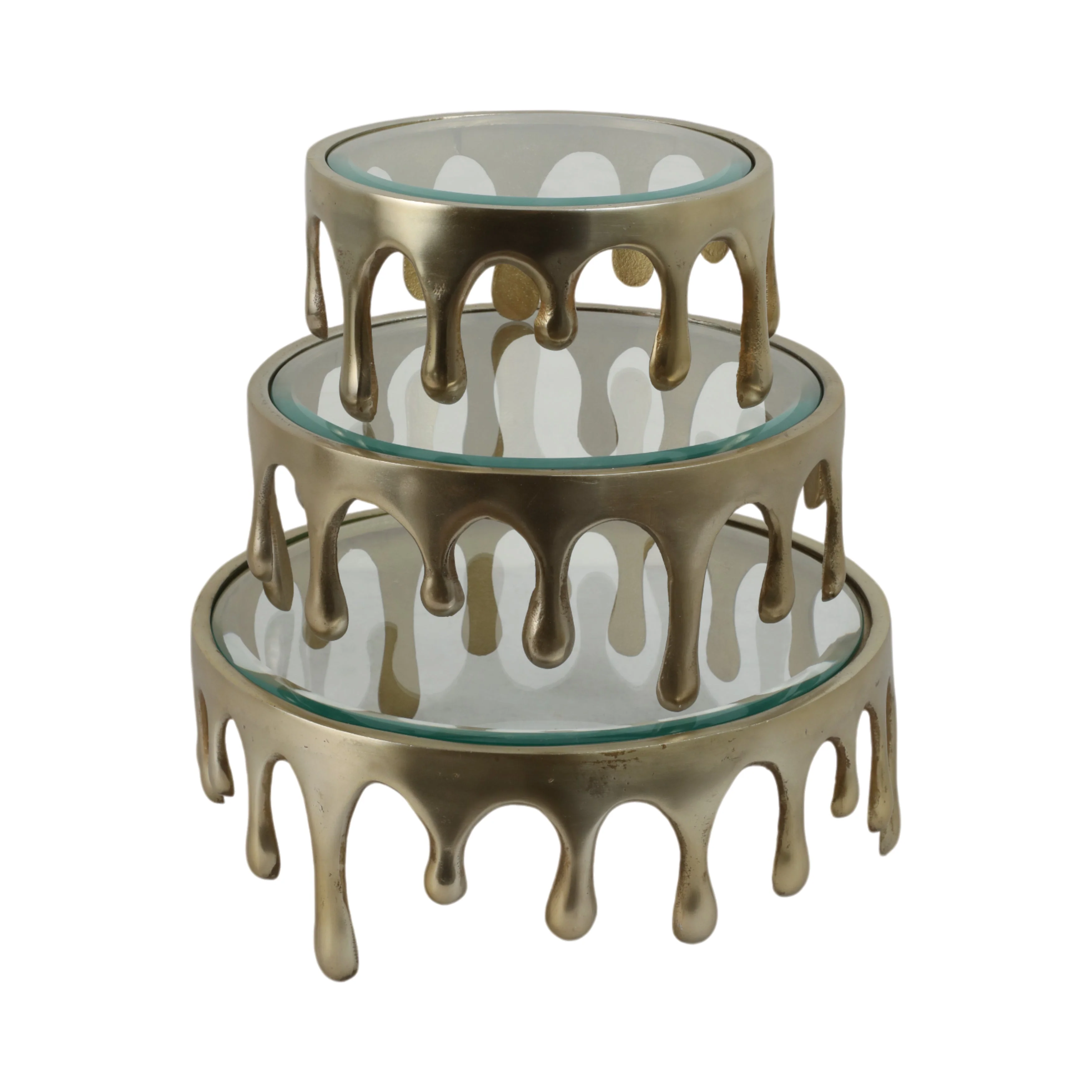 S/3 9/12/14" Nevis Glass And Aluminum Risers - Image 5