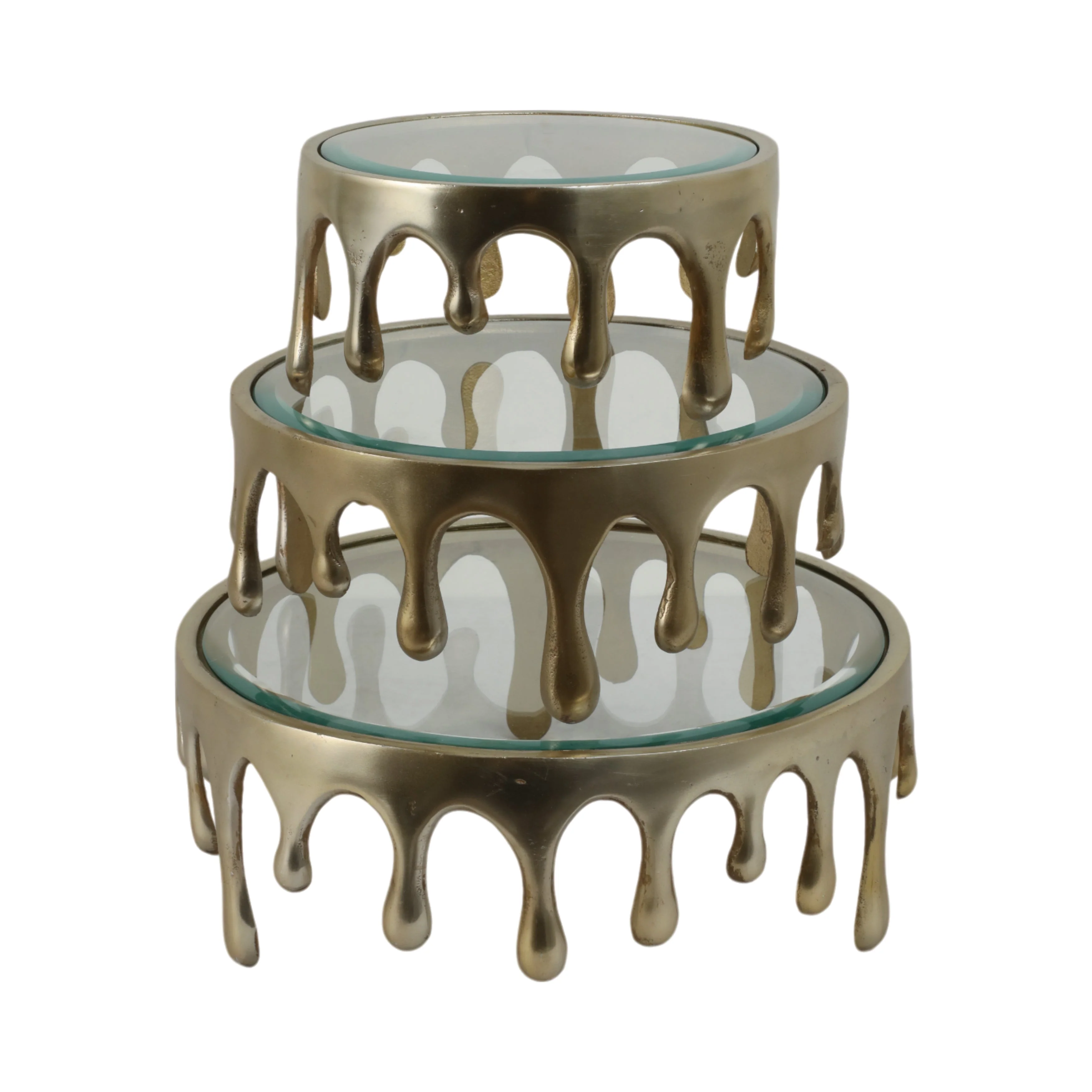 S/3 9/12/14" Nevis Glass And Aluminum Risers - Image 6