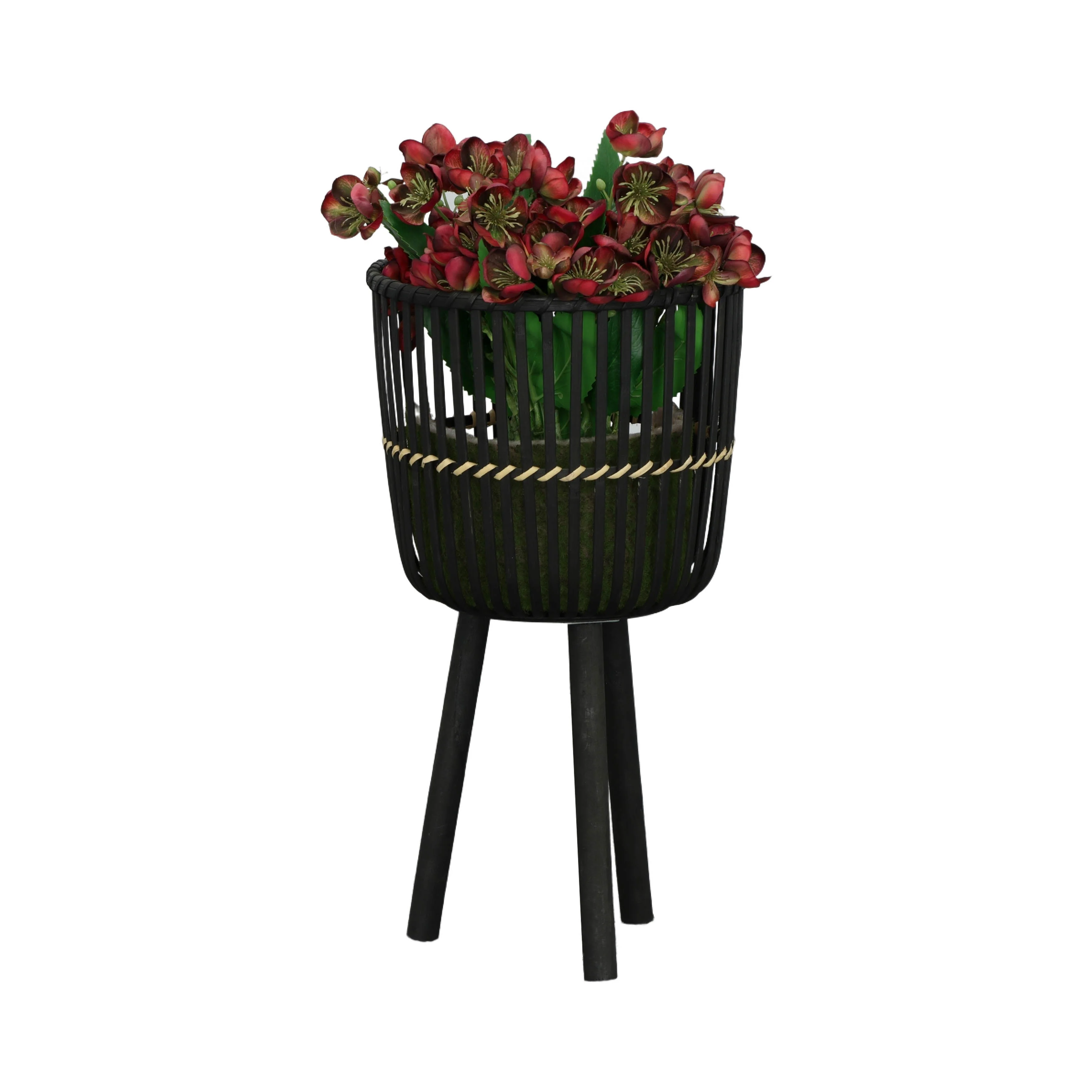 S/3 BAMBOO FOOTED PLANTERS 11/13/15", BLACK - Image 10