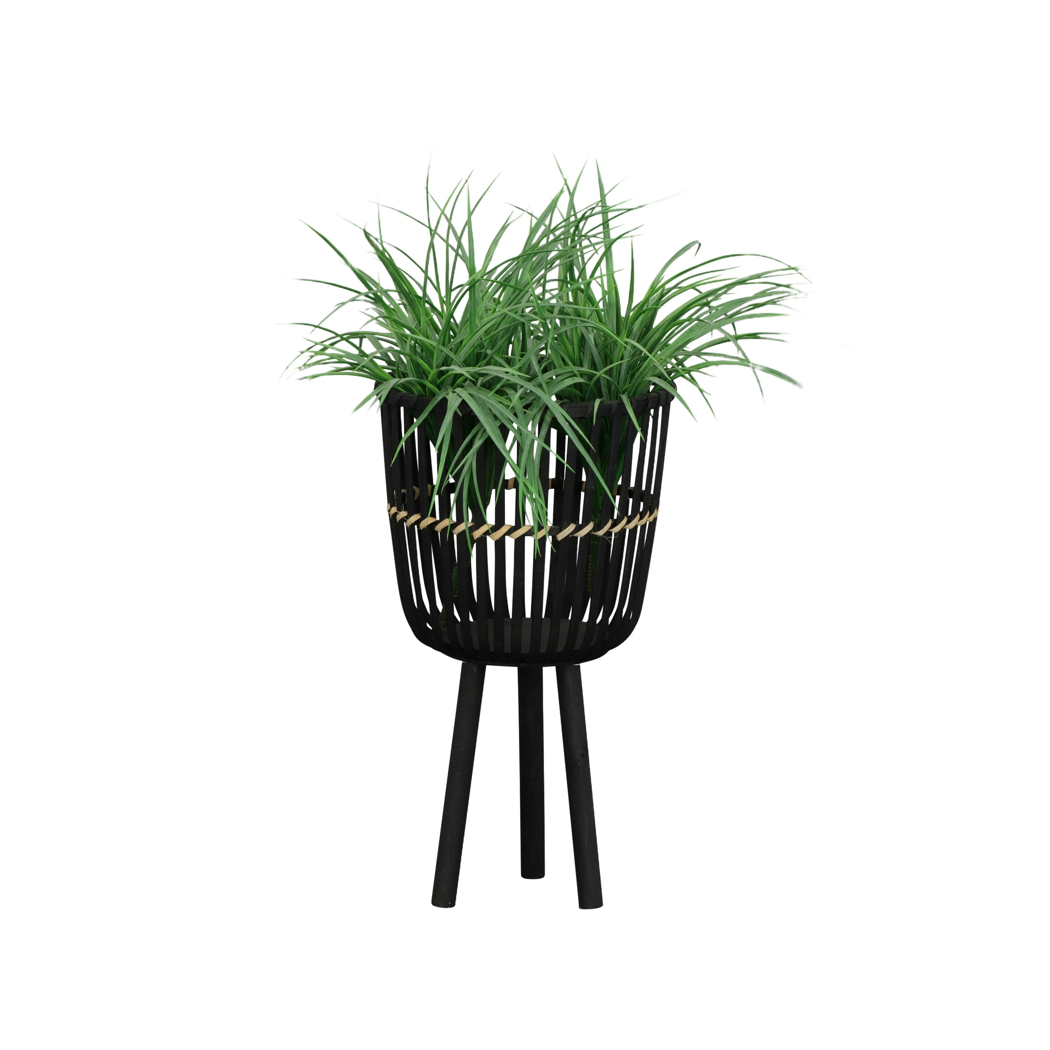 S/3 BAMBOO FOOTED PLANTERS 11/13/15", BLACK - Image 11