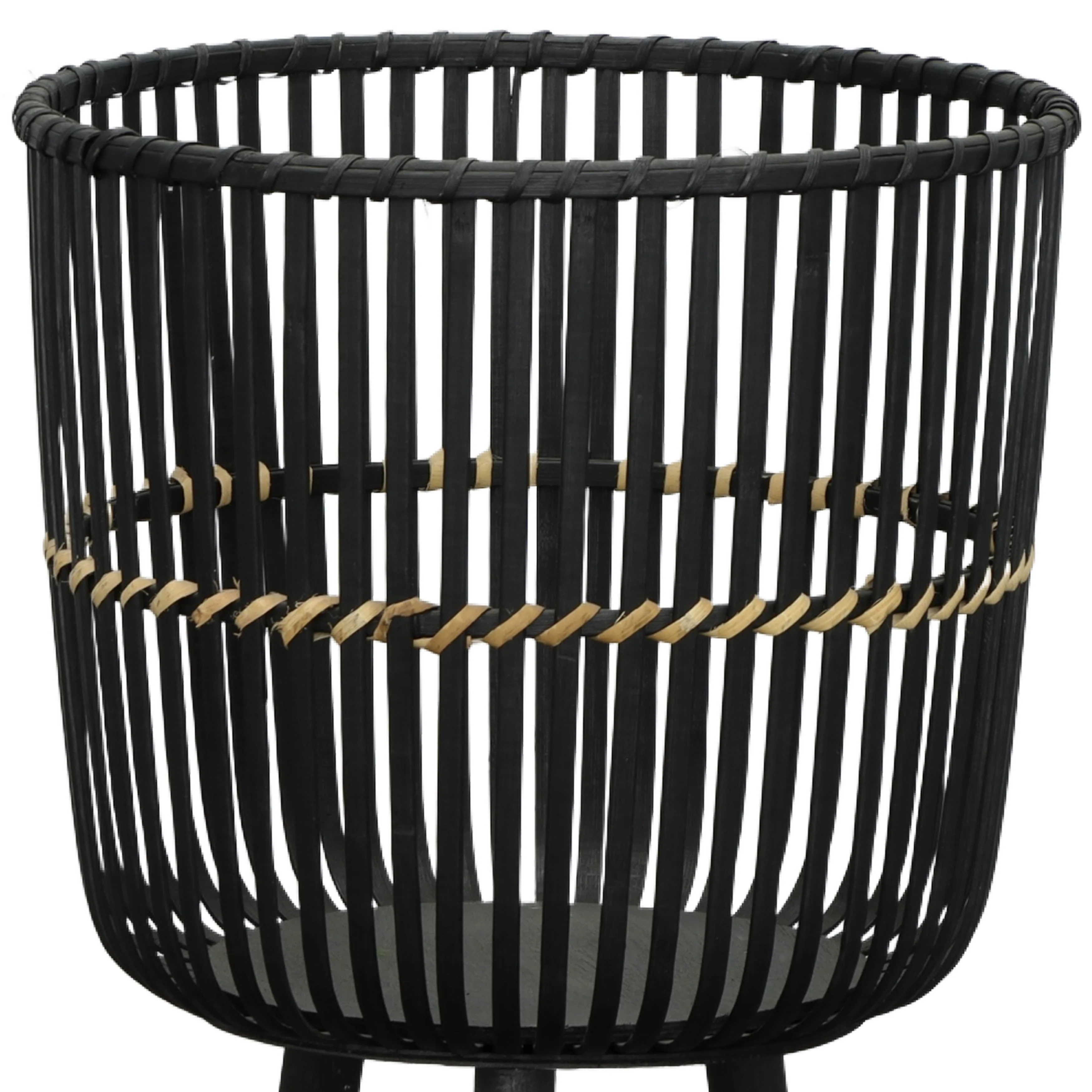 S/3 BAMBOO FOOTED PLANTERS 11/13/15", BLACK - Image 14