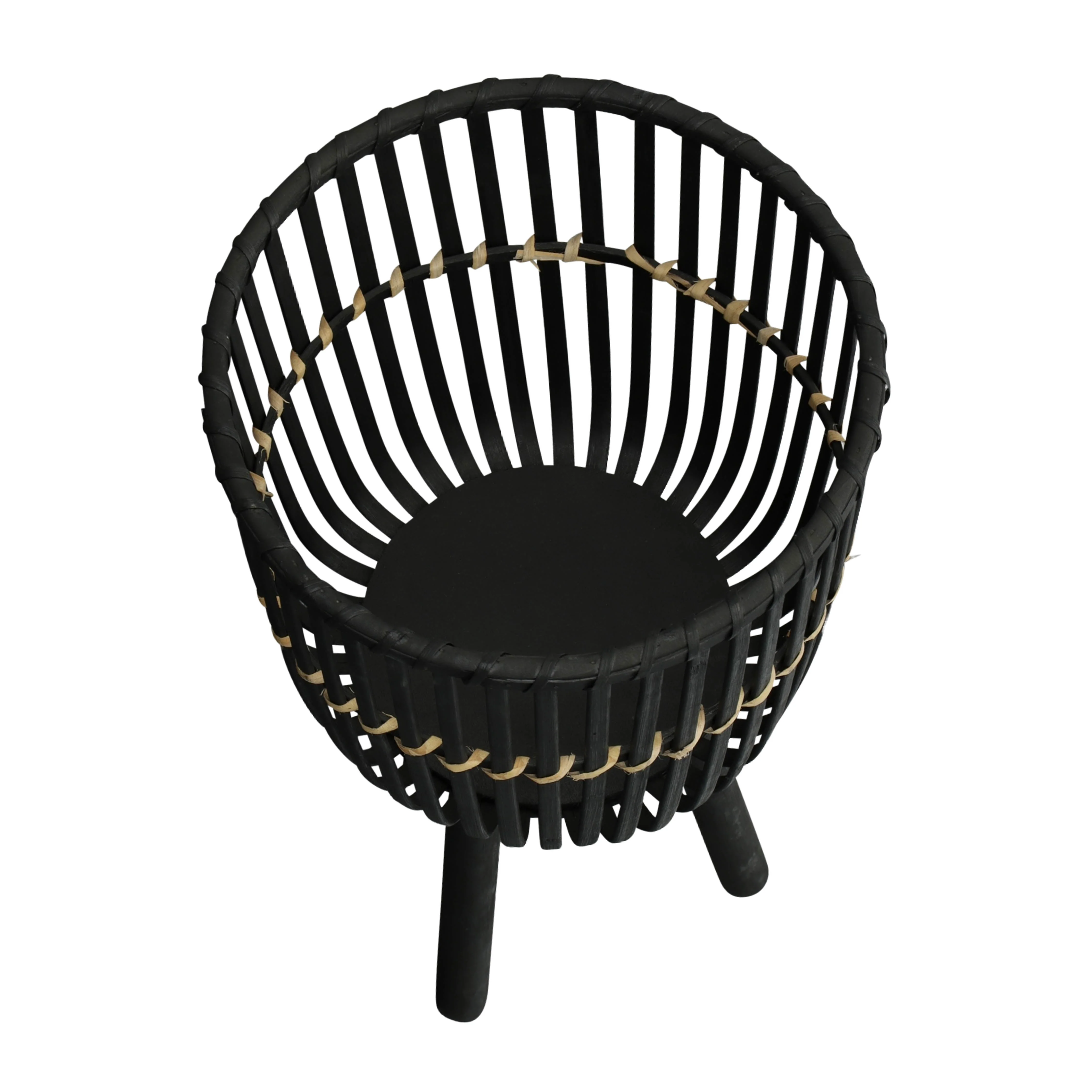 S/3 BAMBOO FOOTED PLANTERS 11/13/15", BLACK - Image 5
