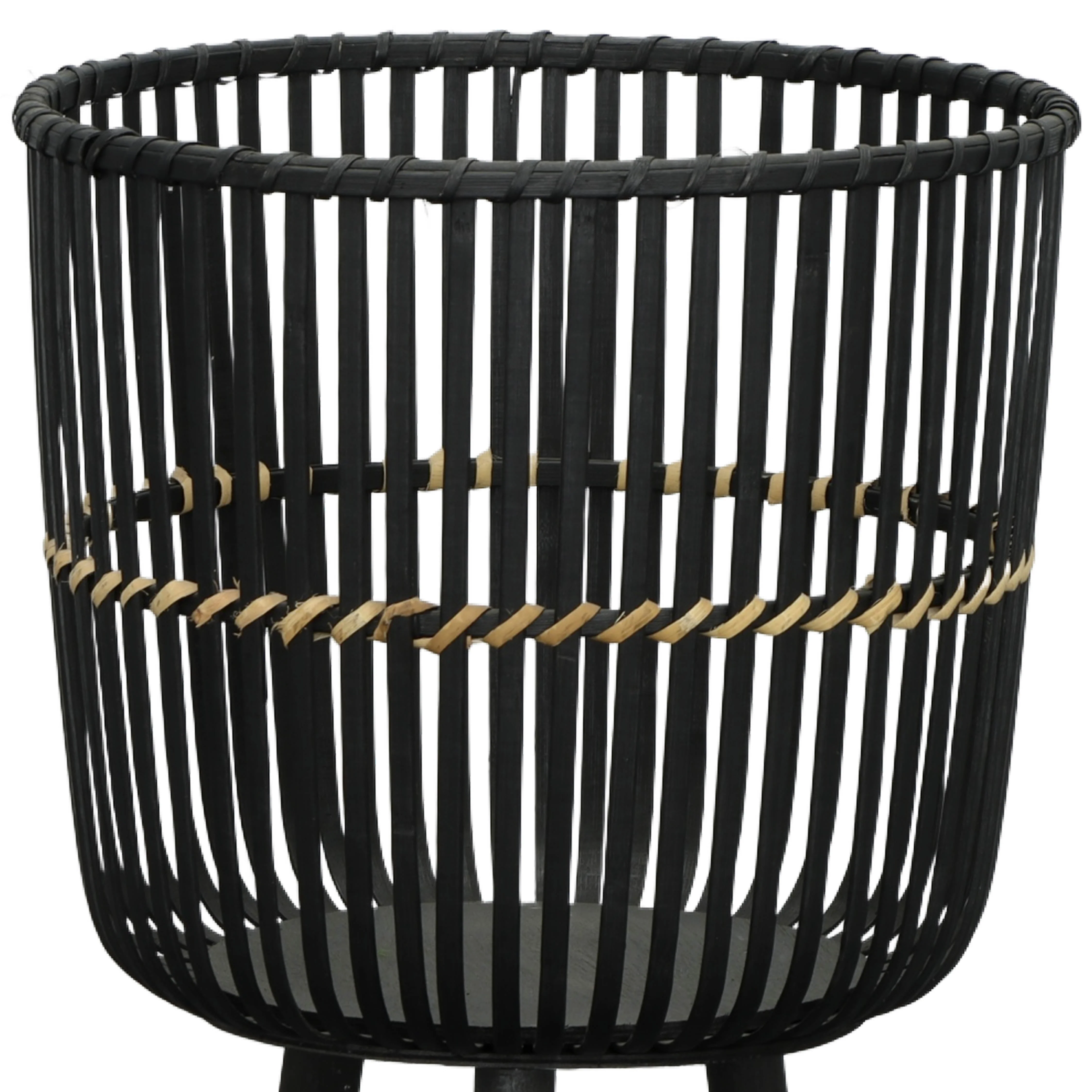 S/3 BAMBOO FOOTED PLANTERS 11/13/15", BLACK - Image 7