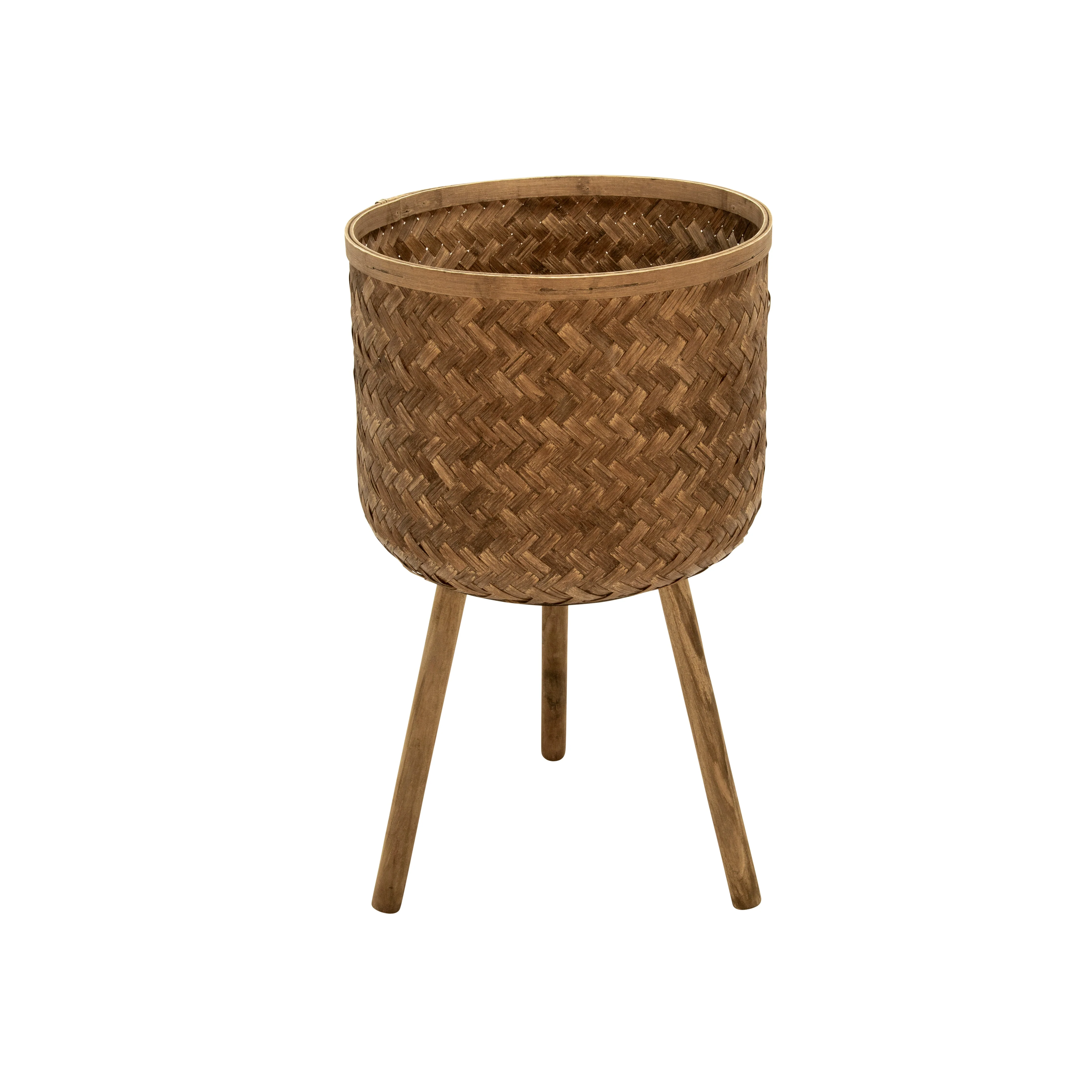S/3 BAMBOO PLANTERS 11/13/15" BROWN - Image 2