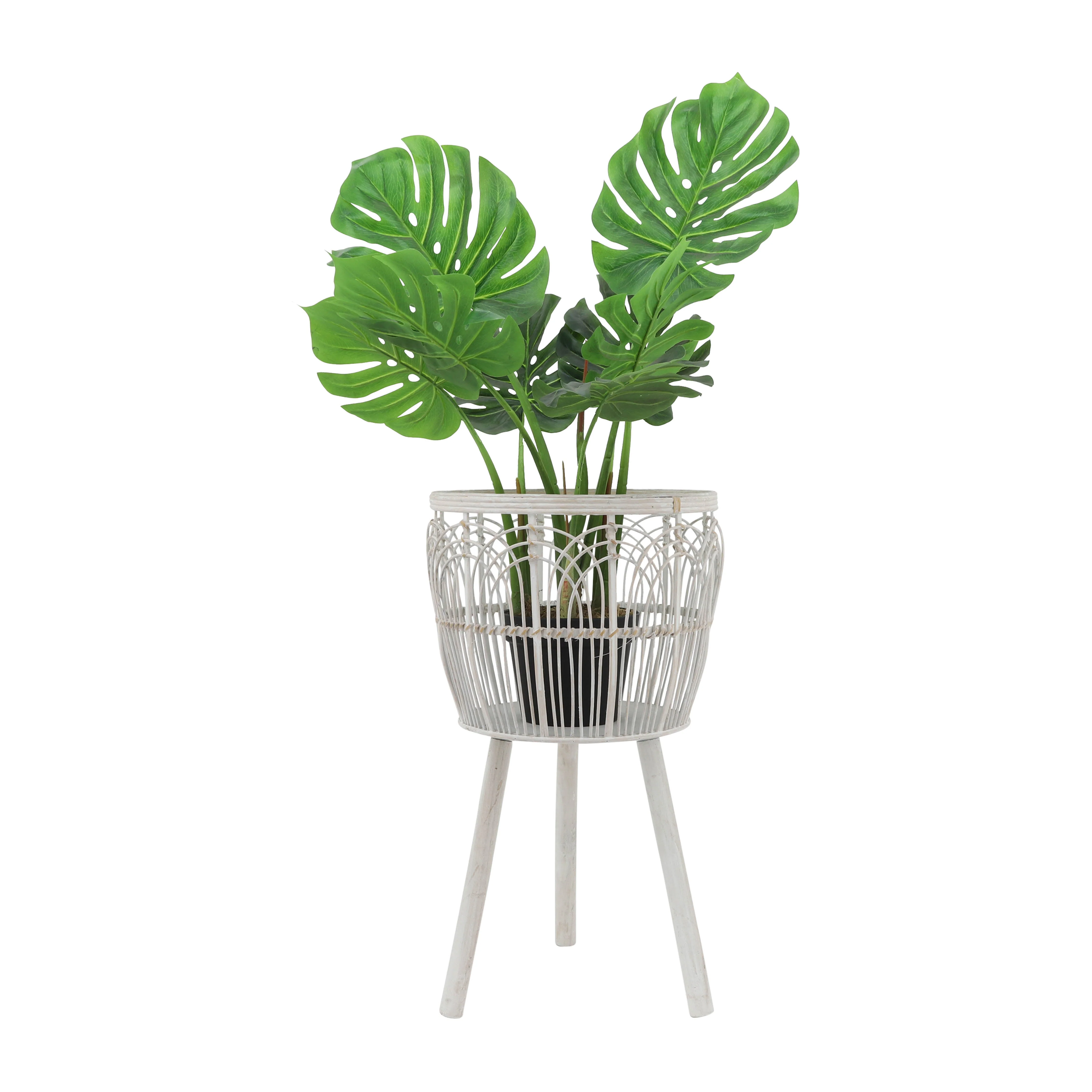 S/3 Bamboo Planters 11/13/15", White - Image 2