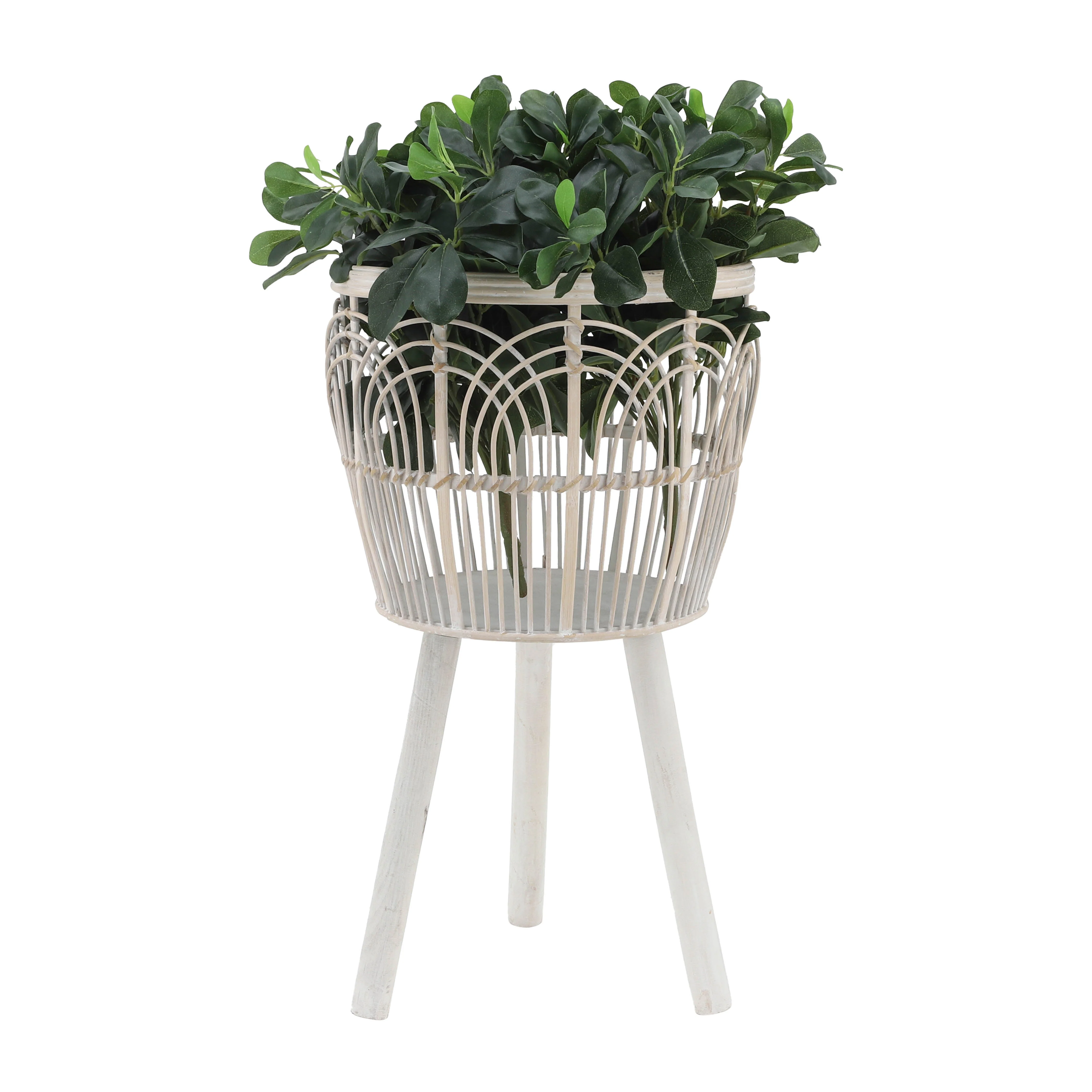 S/3 Bamboo Planters 11/13/15", White - Image 3