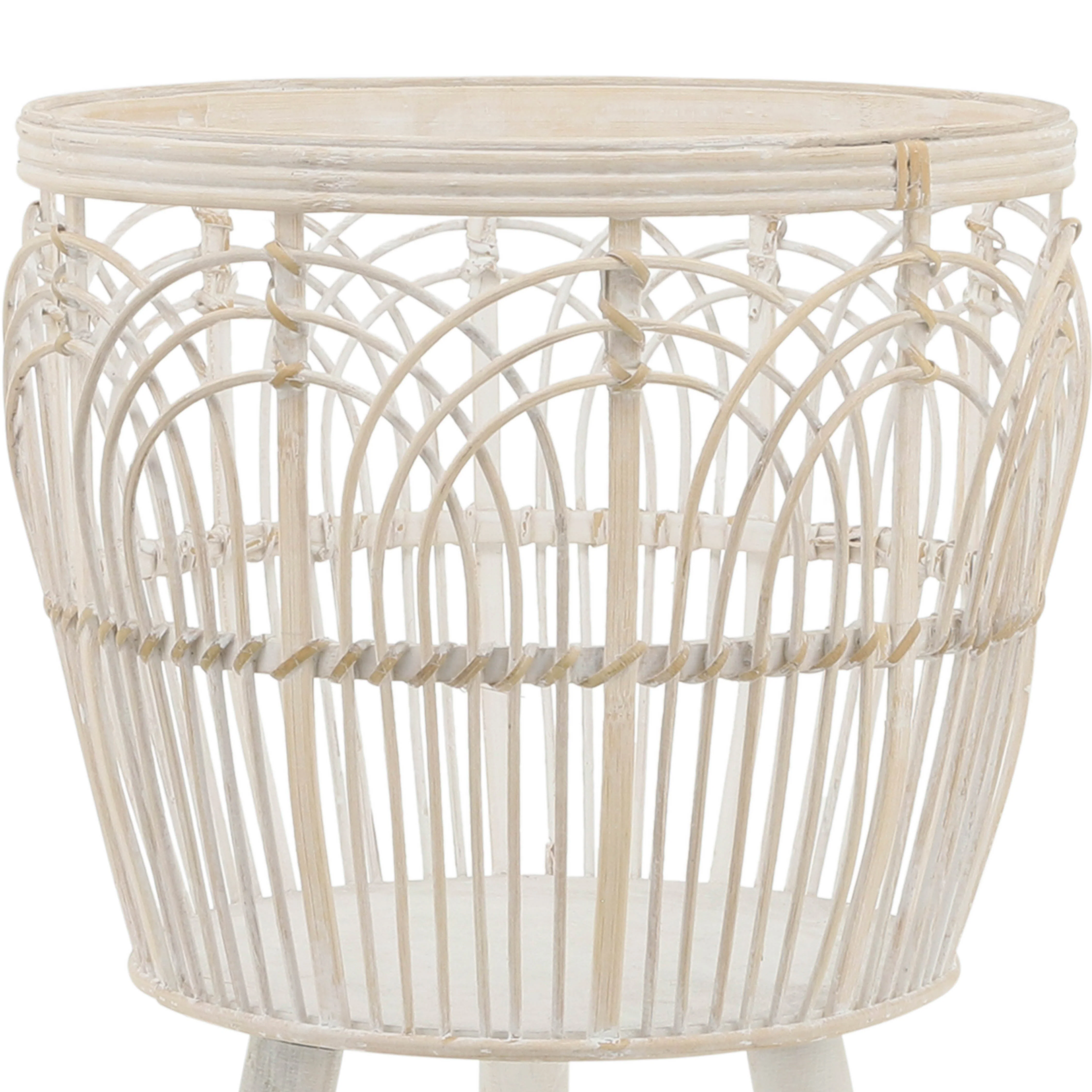 S/3 Bamboo Planters 11/13/15", White - Image 7