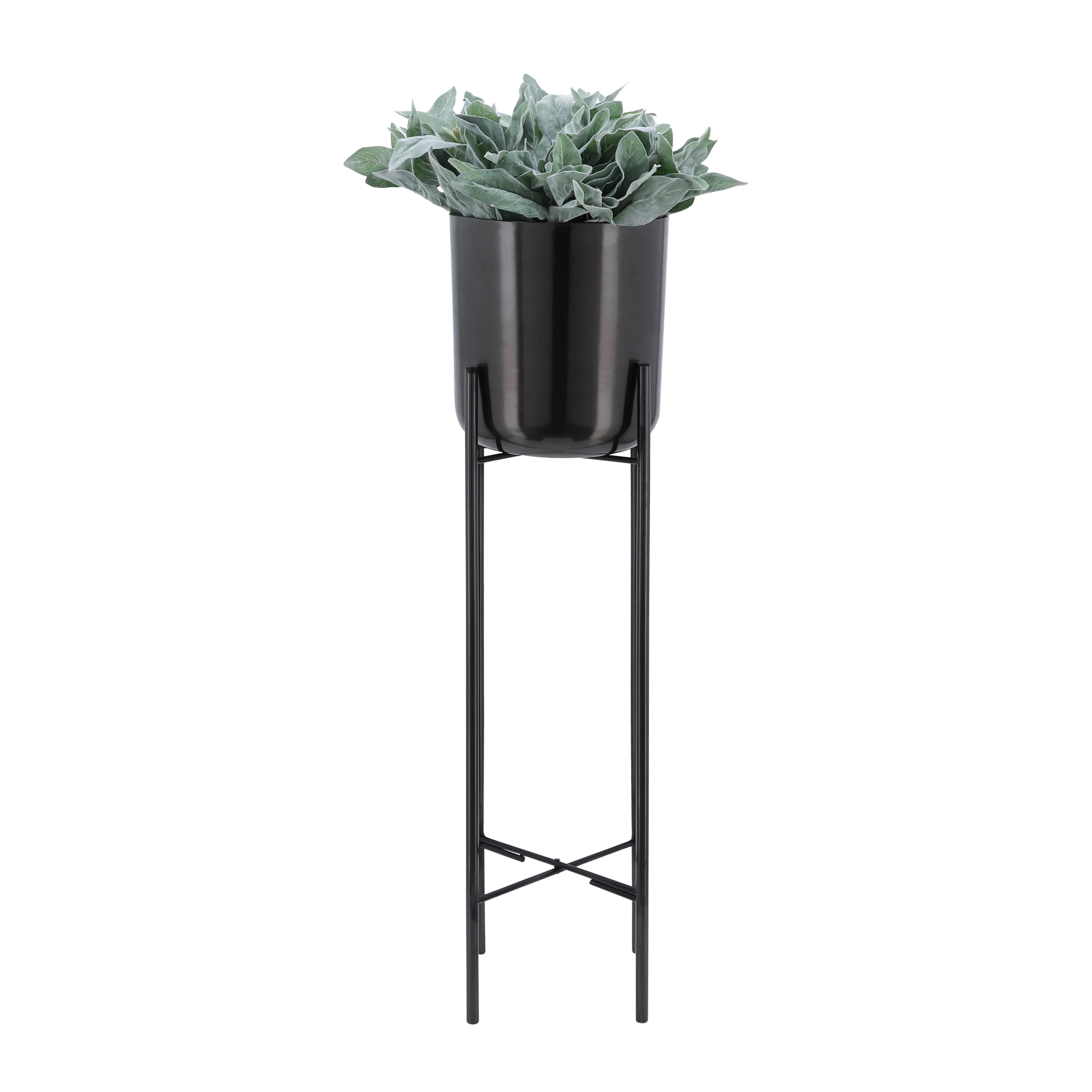 S/3 METAL PLANTERS ON STAND 40/30/20"H, GUNMETAL - Image 2