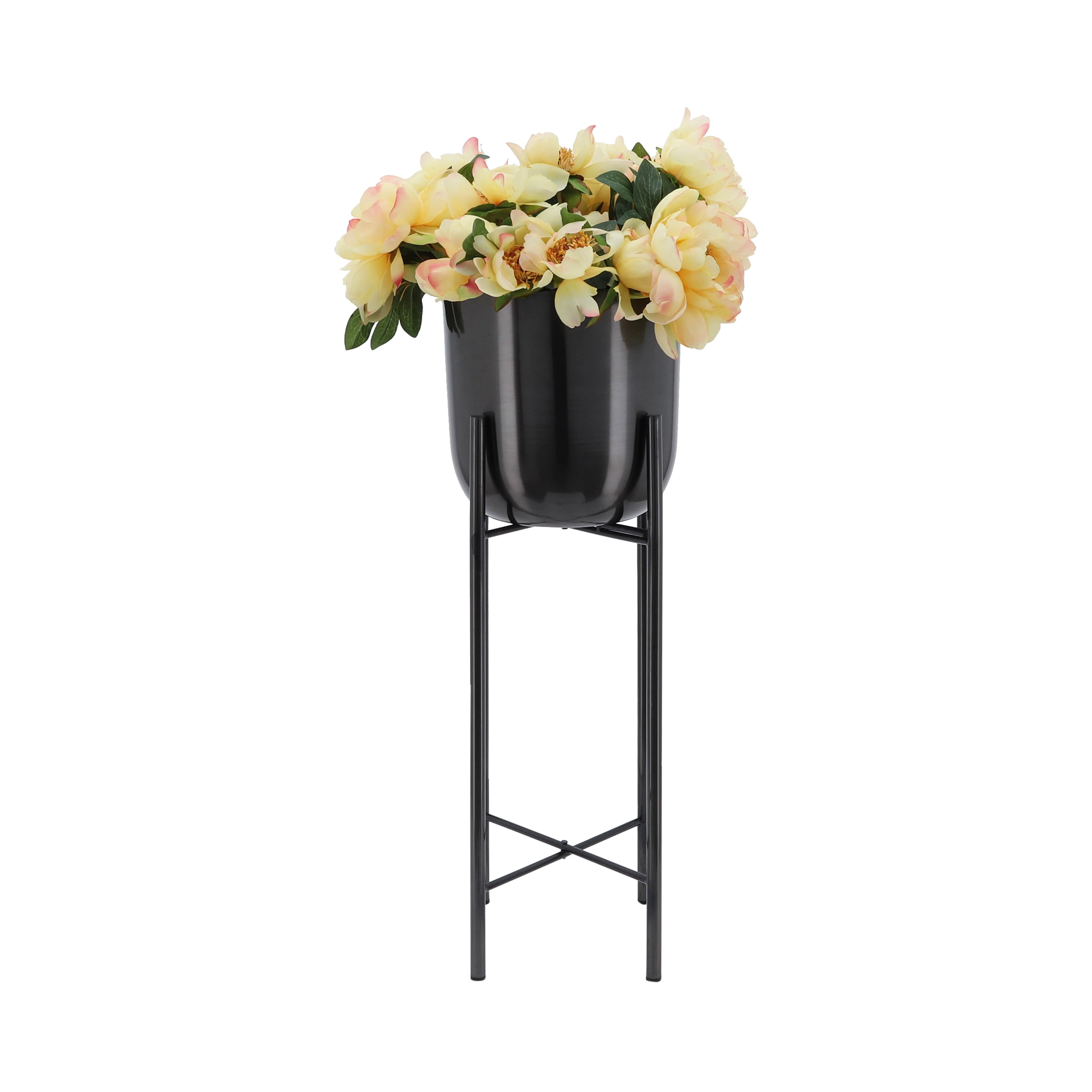S/3 METAL PLANTERS ON STAND 40/30/20"H, GUNMETAL - Image 3