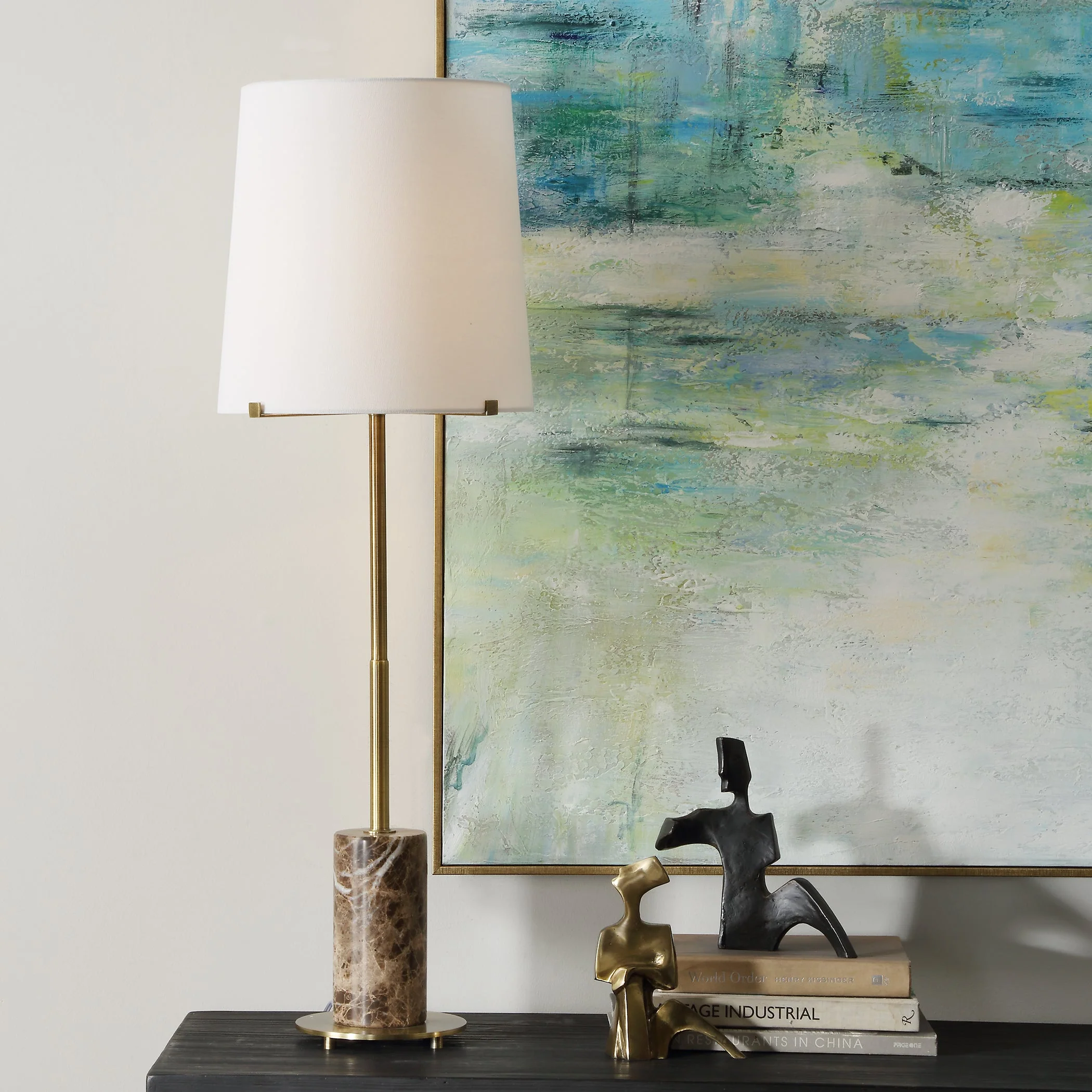 Sepia Brown Marble Buffet Lamp - Image 2