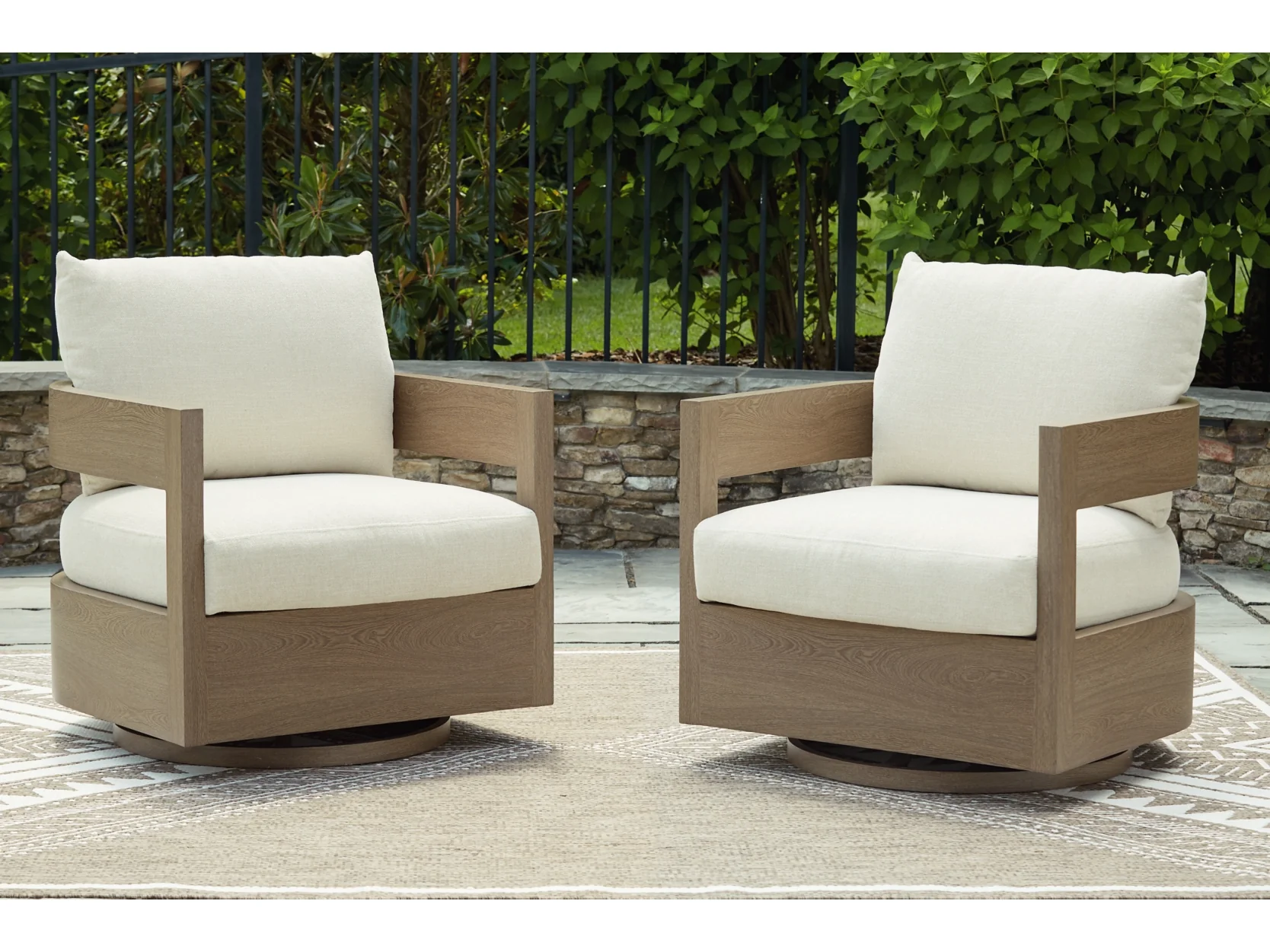 Serene Bay Outdoor Swivel Dining Chair with Cushion (Set of 2) - Image 4