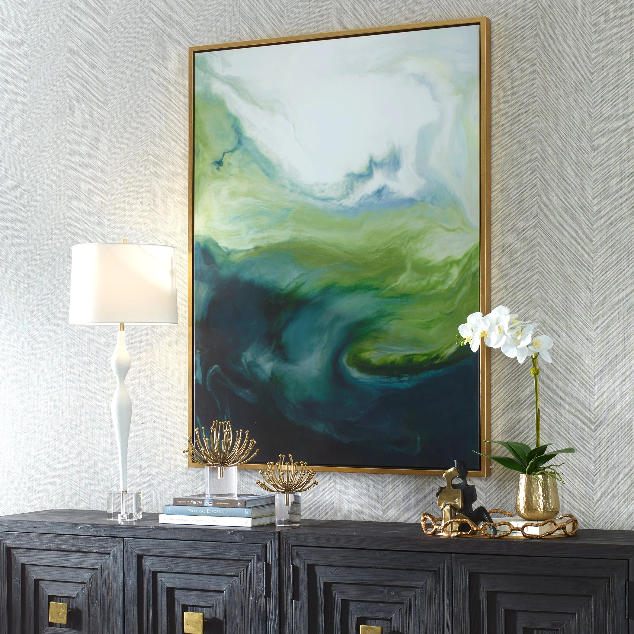 Serene Green Framed Abstract Art - Image 5