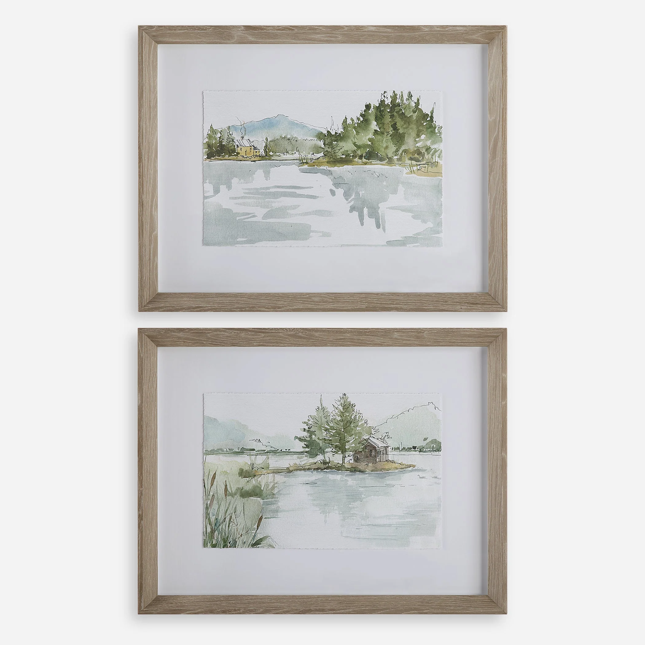 Serene Lake Framed Prints, S/2 - Image 4