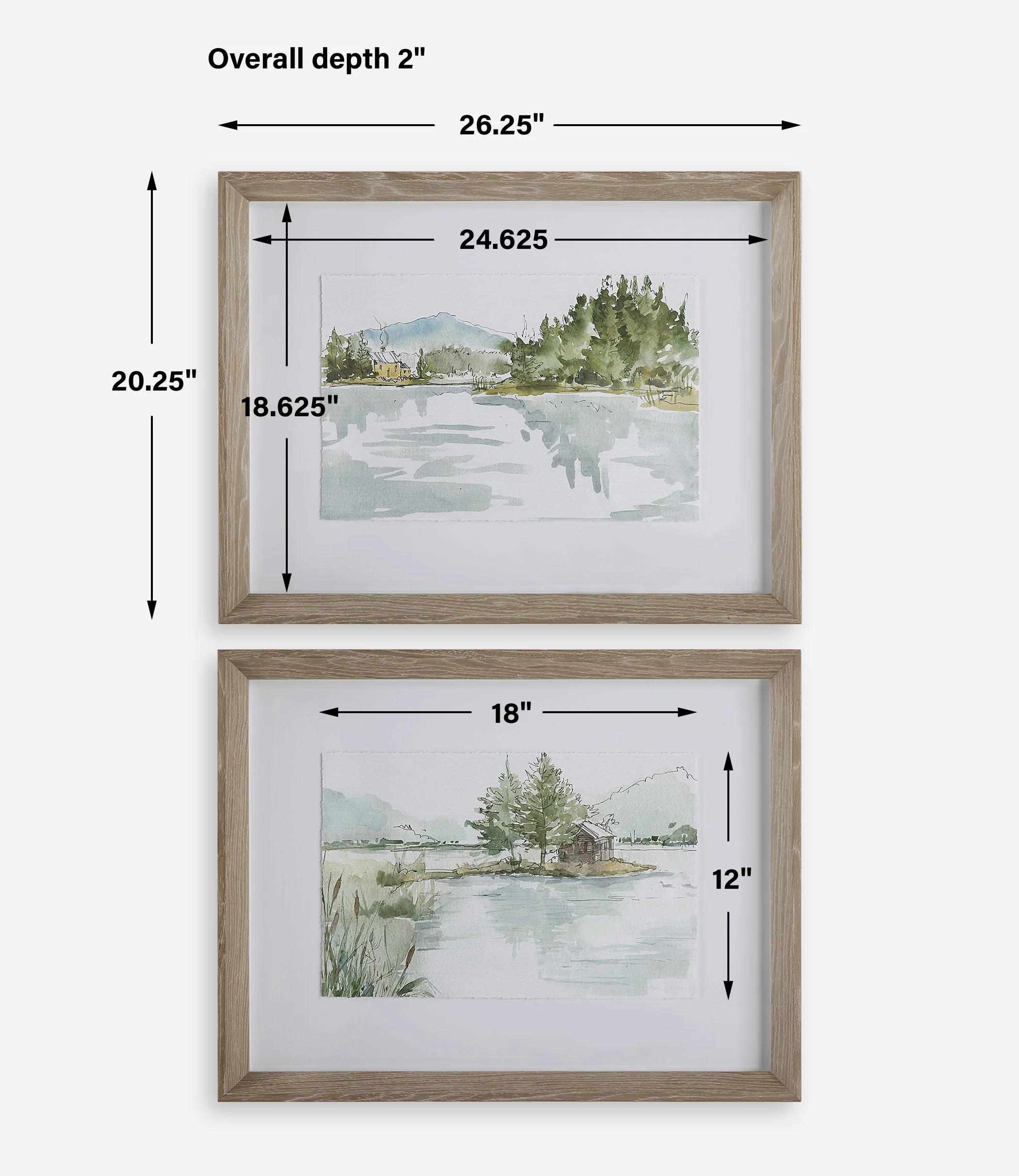 Serene Lake Framed Prints, S/2 - Image 6