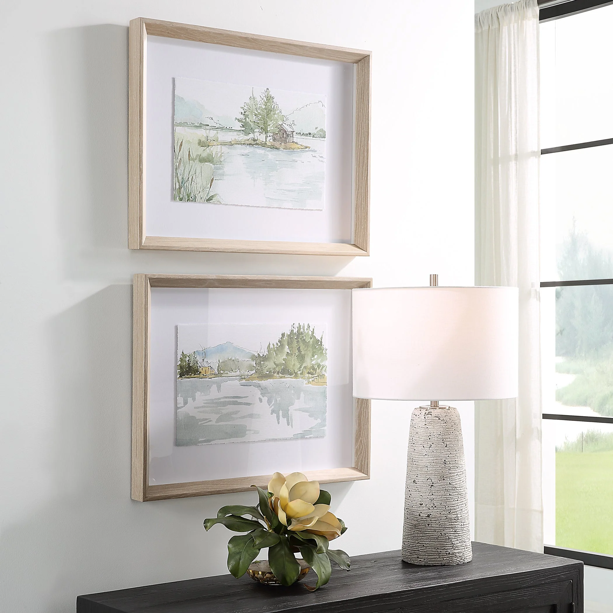 Serene Lake Framed Prints, S/2 - Image 7
