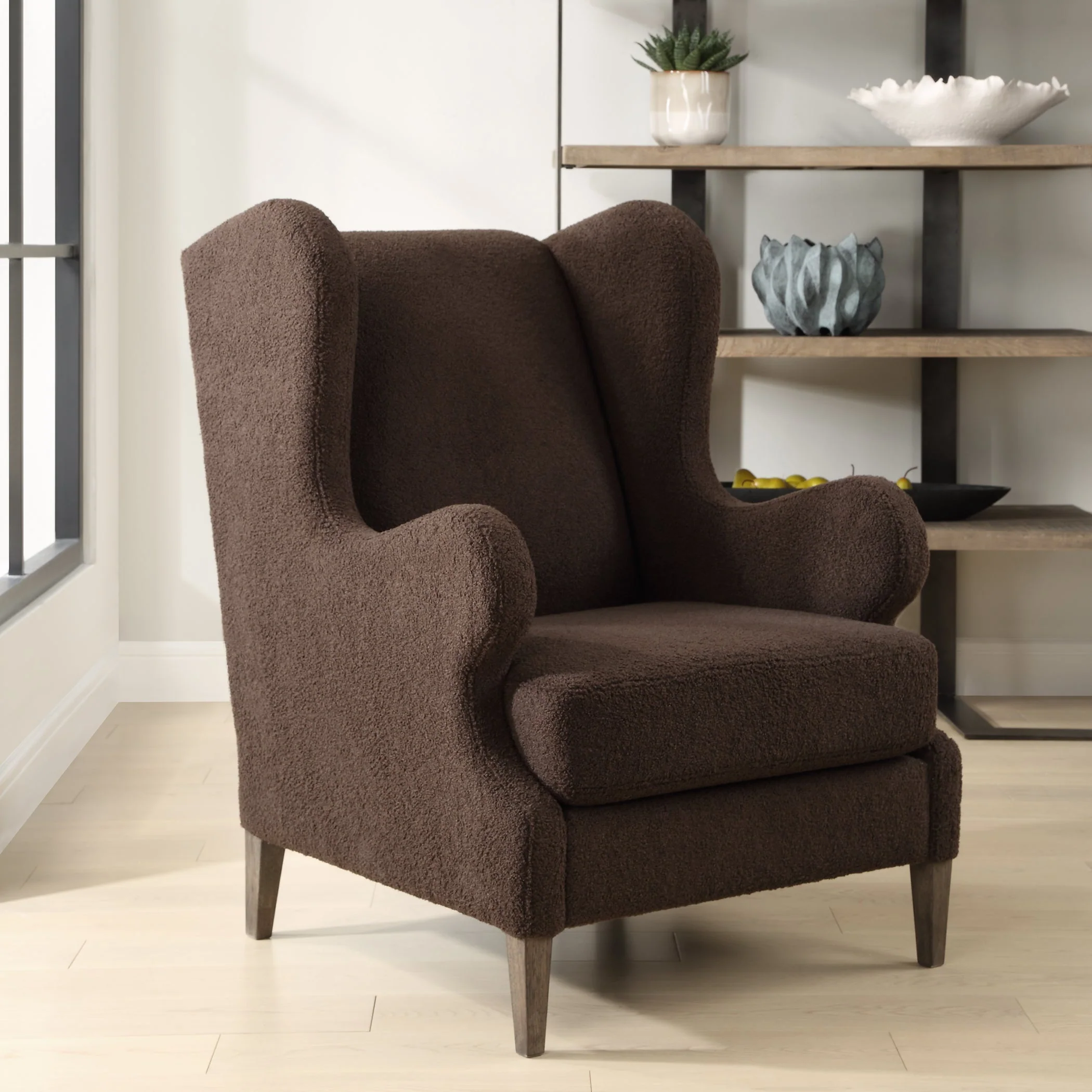 Serpentine Brown Fabric Accent Chair - Image 4