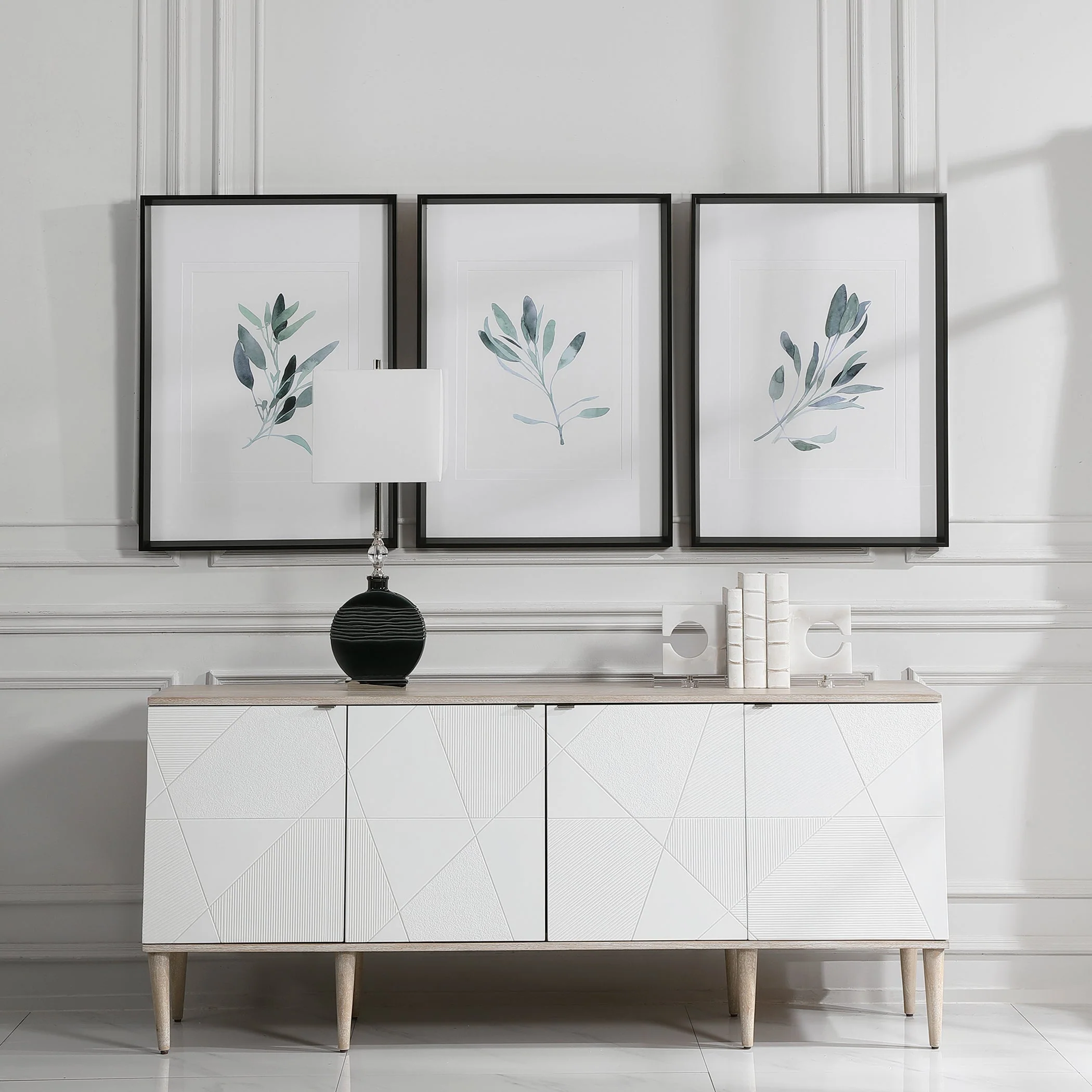 Simple Sage Framed Prints, S/3 - Image 4