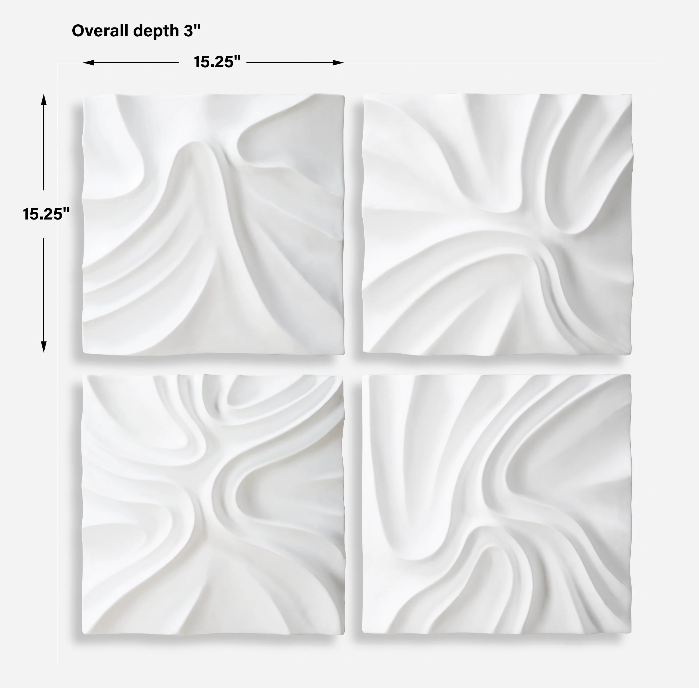 Snowdrift Scultped White Wall Decor, S/4 - Image 3