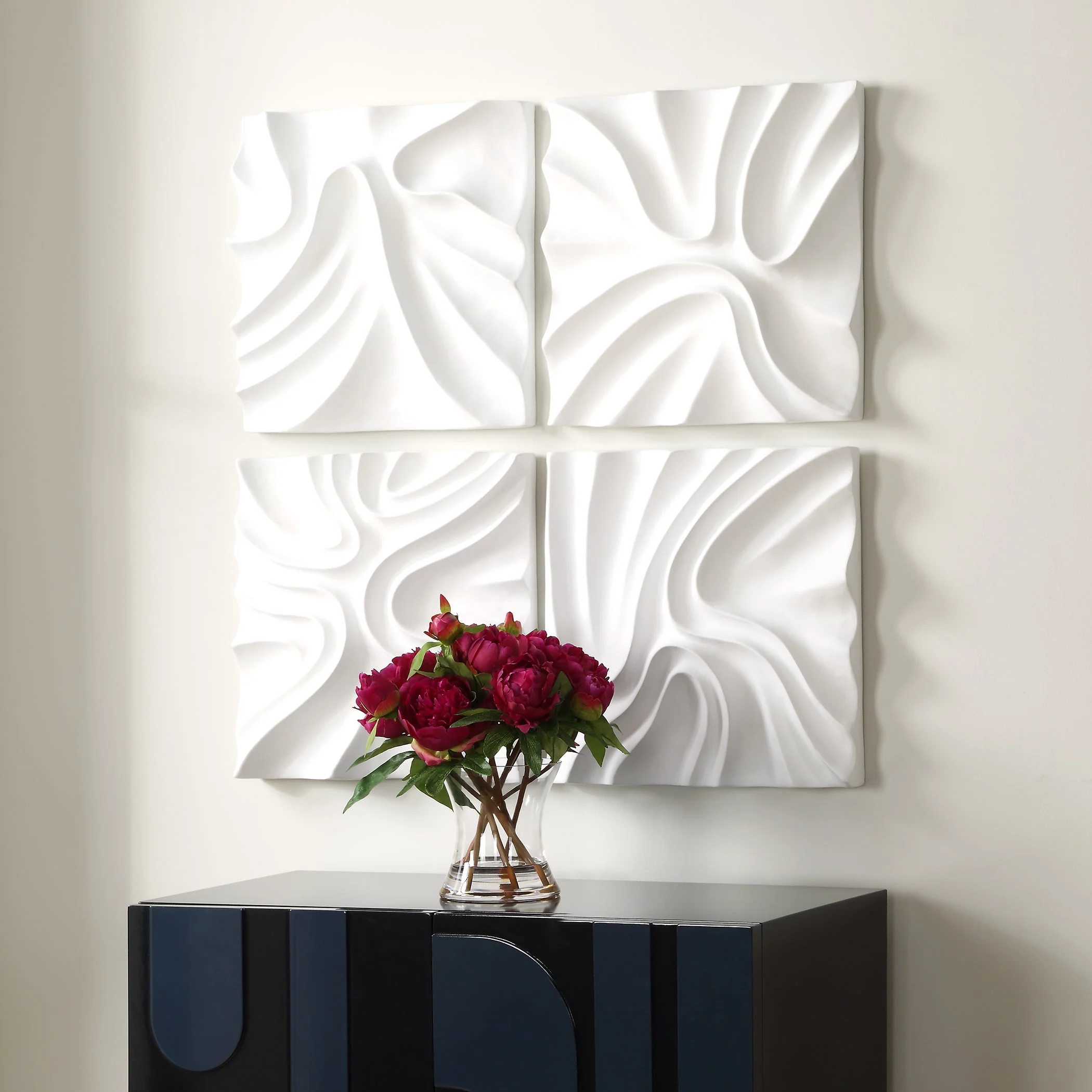 Snowdrift Scultped White Wall Decor, S/4 - Image 4