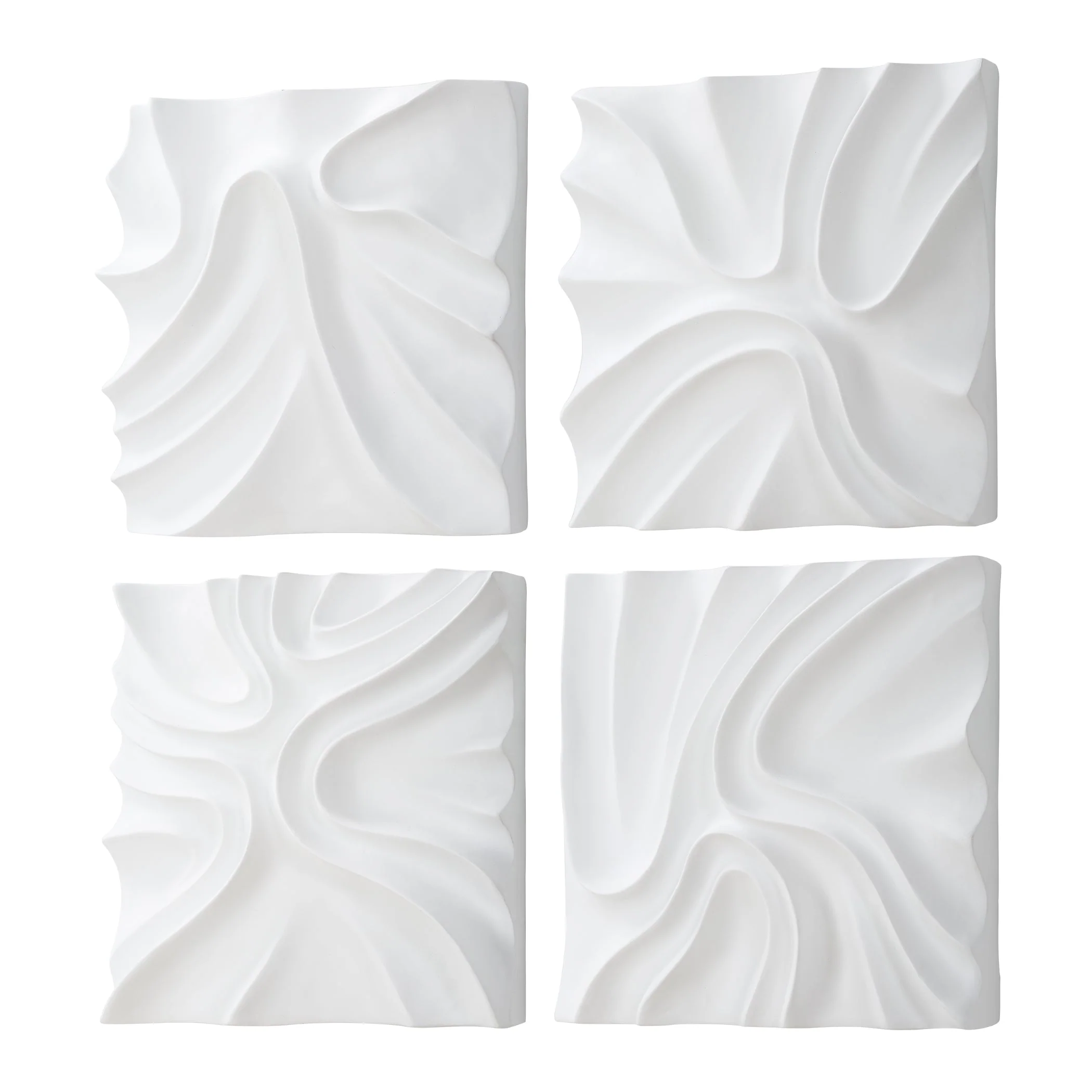Snowdrift Scultped White Wall Decor, S/4 - Image 5