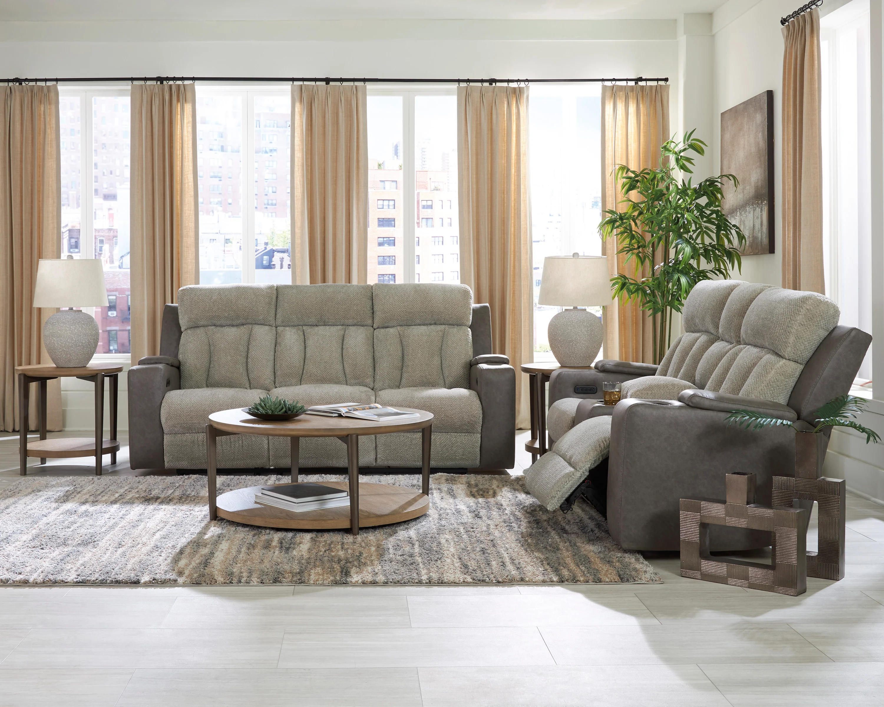 Stately Check PWR REC Sofa with ADJ Headrest - Image 13