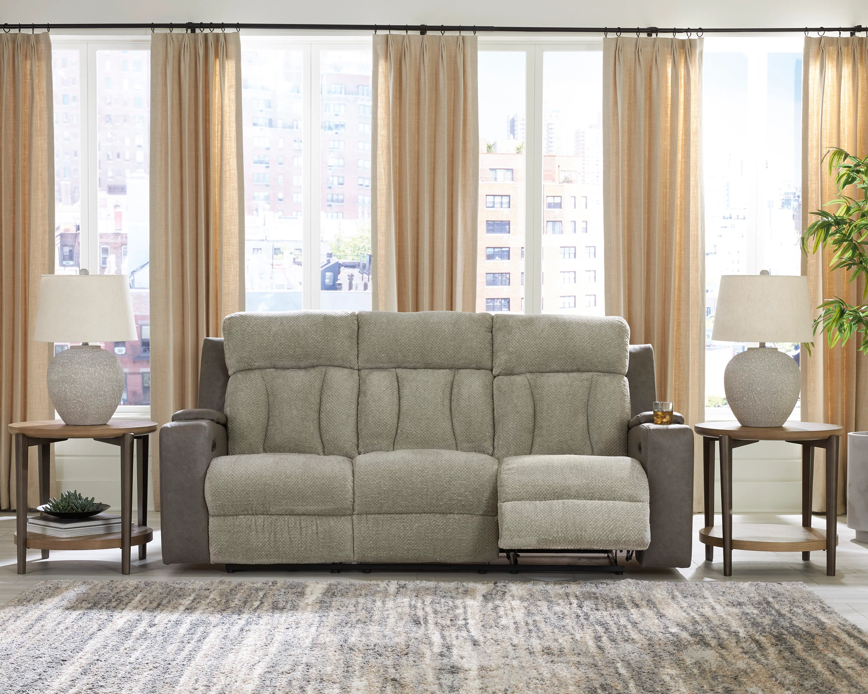 Stately Check PWR REC Sofa with ADJ Headrest - Image 3