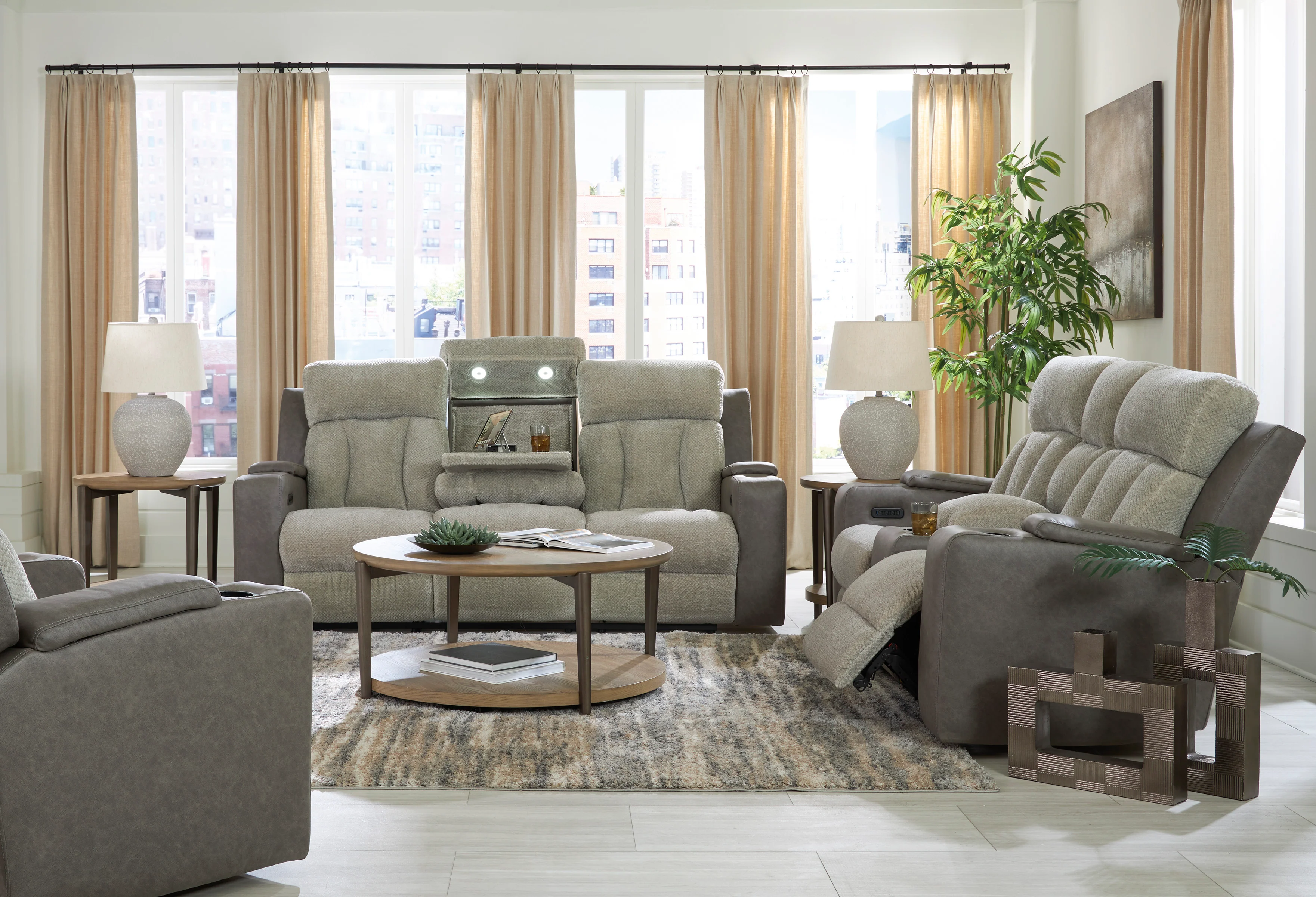 Stately Check PWR REC Sofa with ADJ Headrest - Image 6