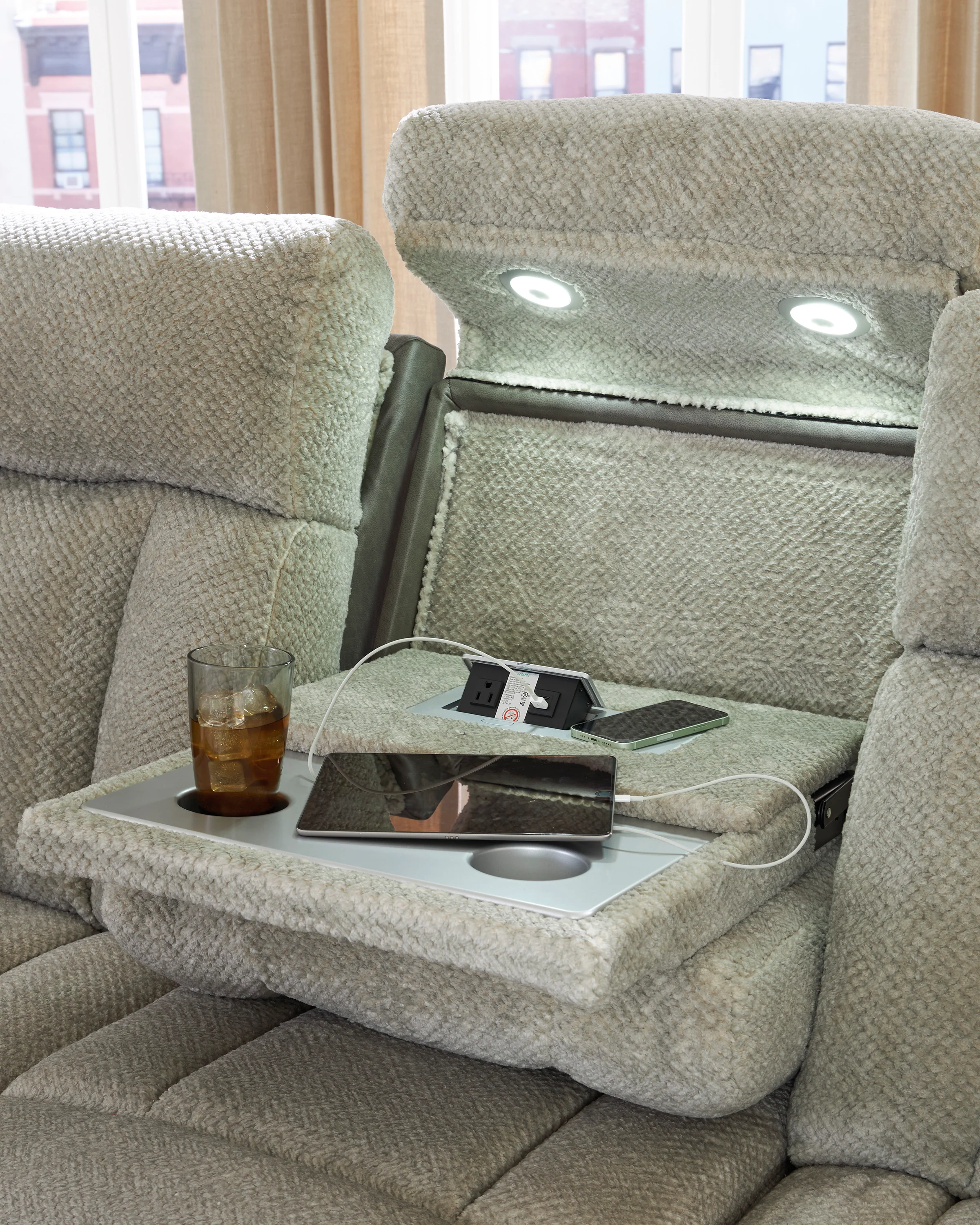 Stately Check PWR REC Sofa with ADJ Headrest - Image 8