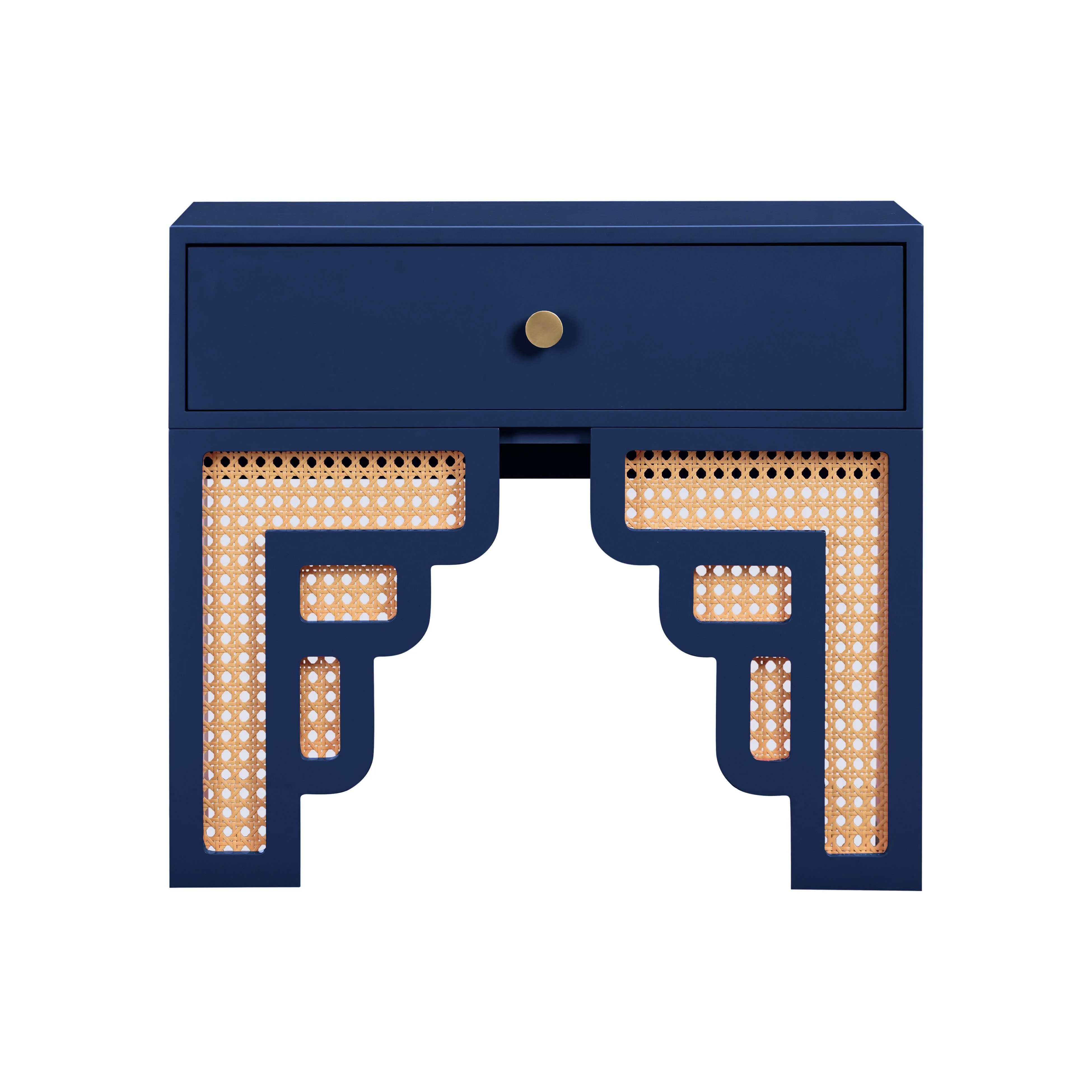 Suzie Navy & Rattan Nightstand - Image 3