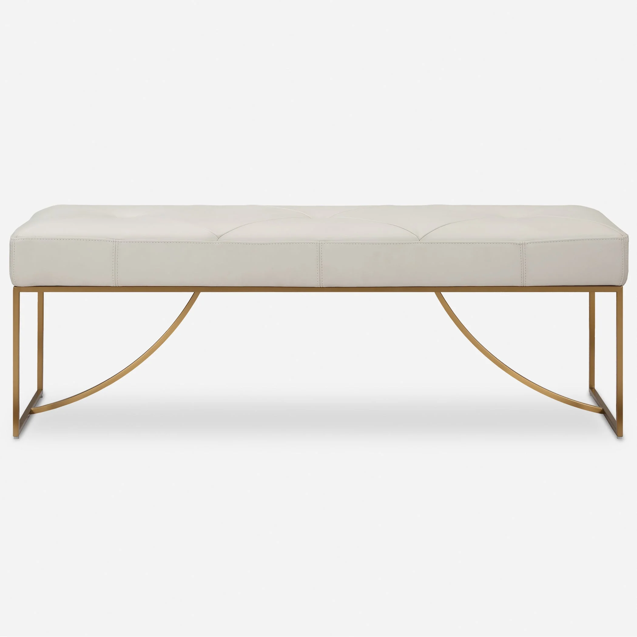 Swale Ivory Leather Bench