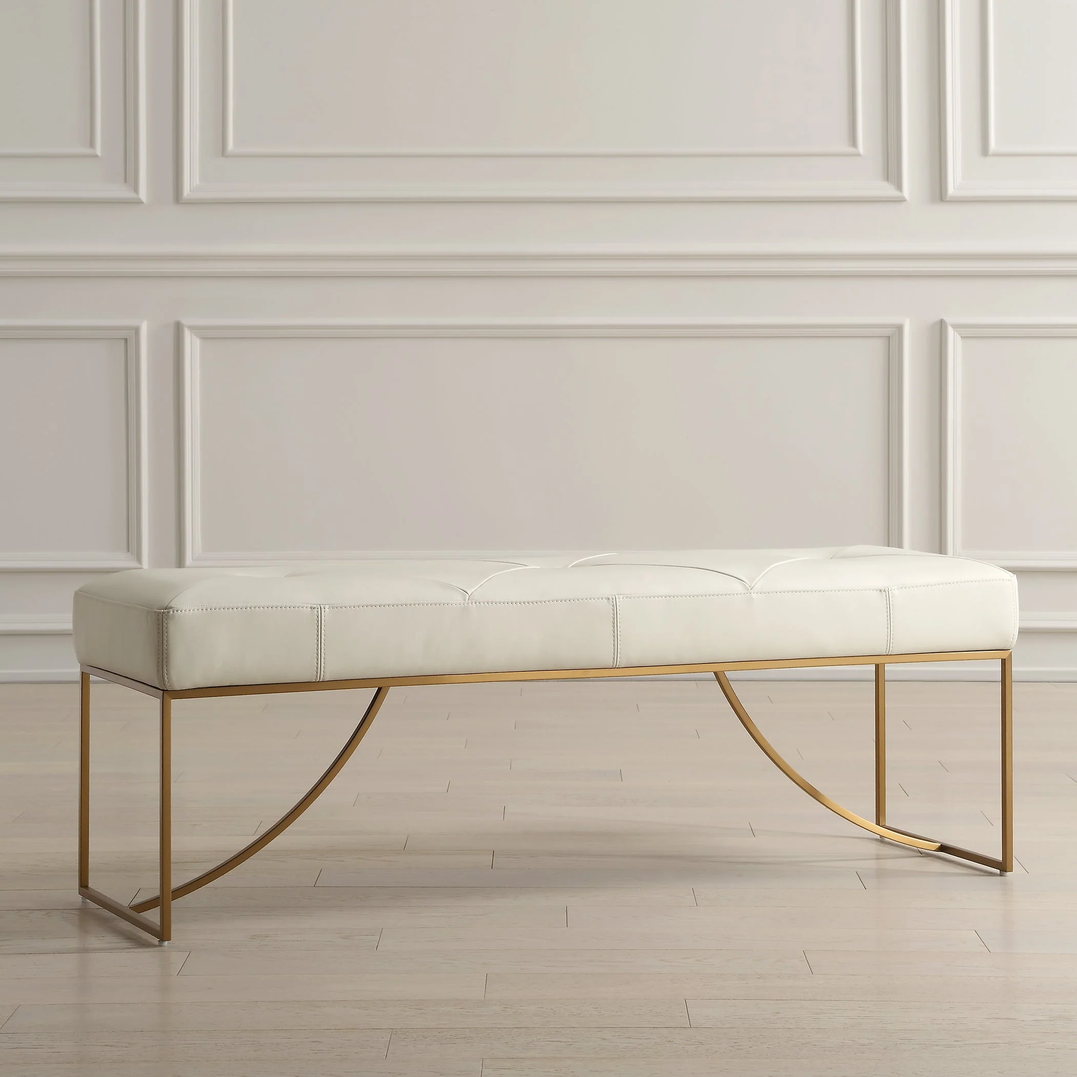 Swale Ivory Leather Bench - Image 3