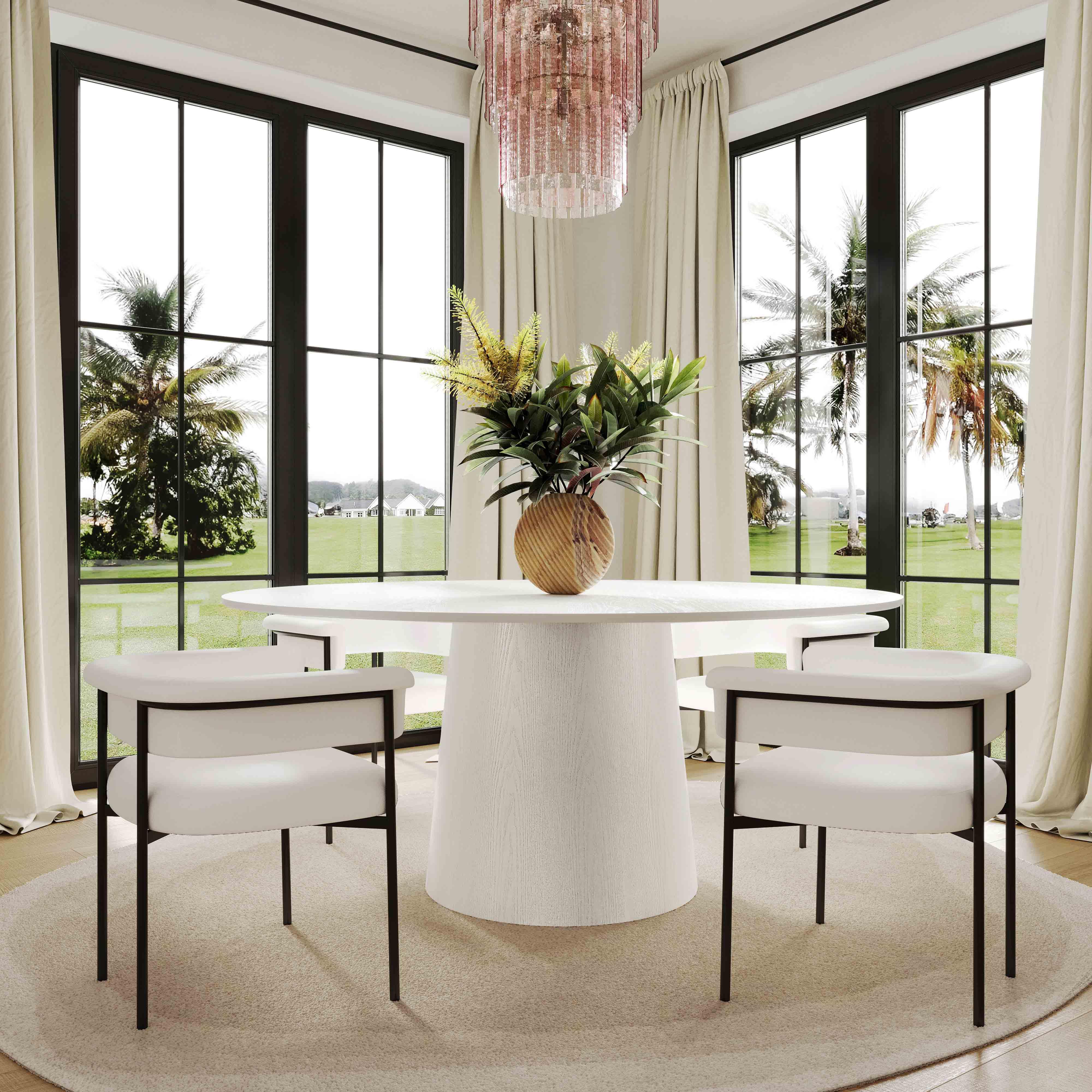 Taylor Cream Performance Linen Dining Chair - Image 2