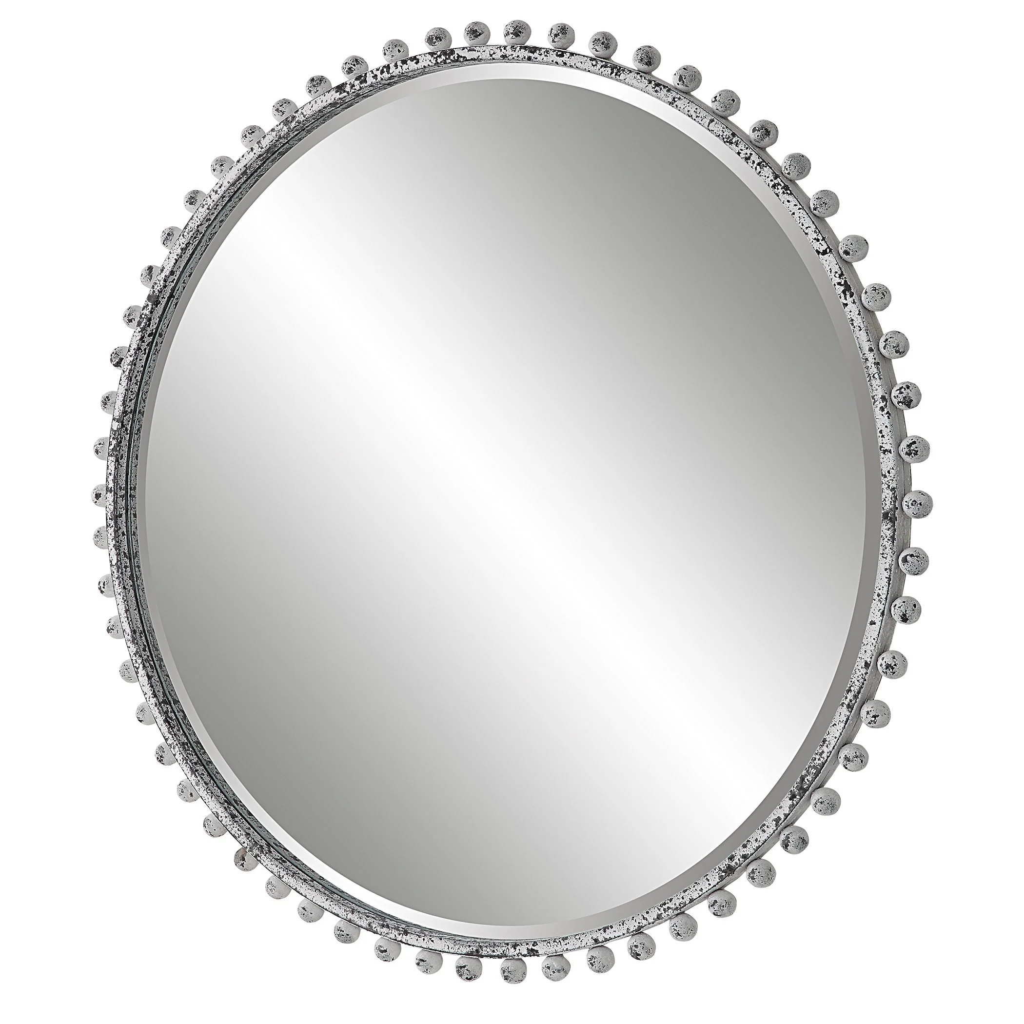 Taza Round Mirror, Antique White - Image 5