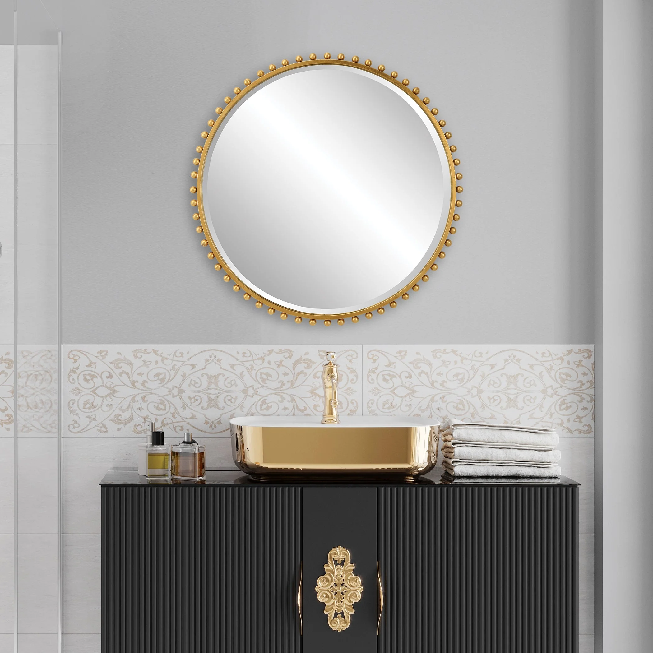 Taza Round Mirror, Gold - Image 6