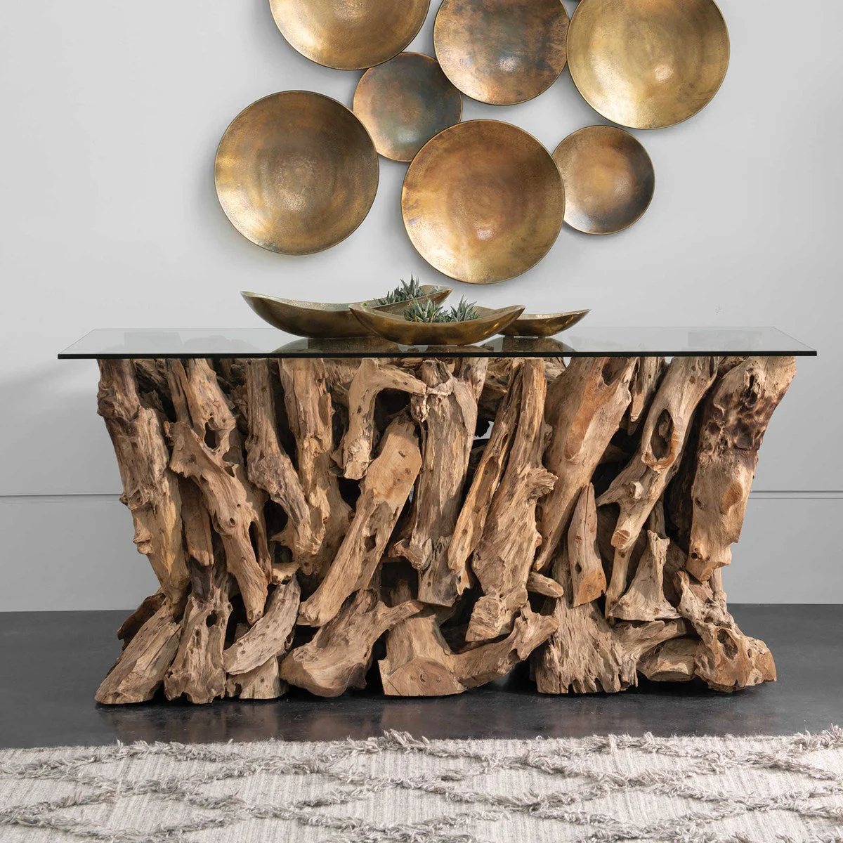 Teak Root Console Table, 2 Cartons - Image 4