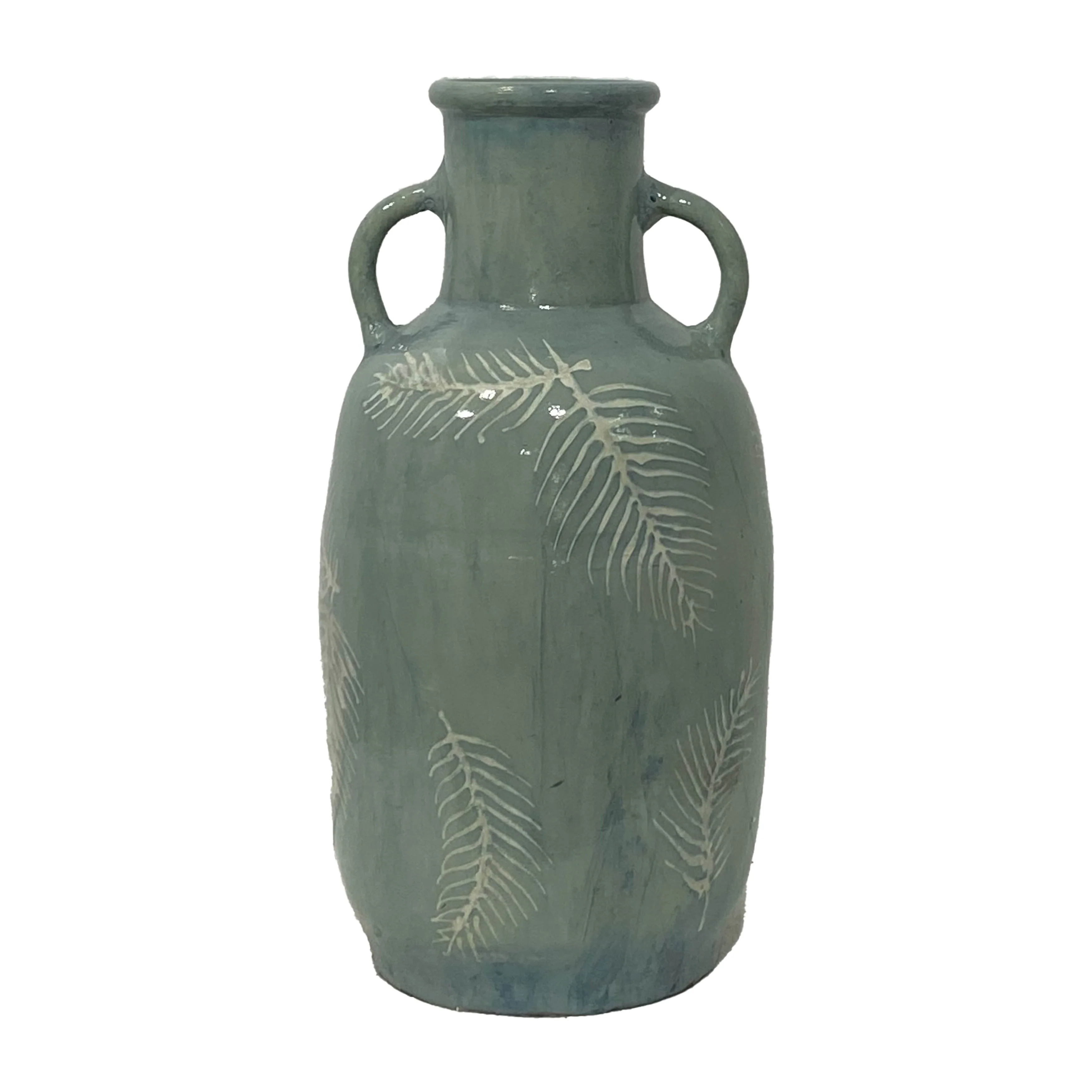 Terracotta, 11"H Leaf Eared Vase, Mint - Image 2