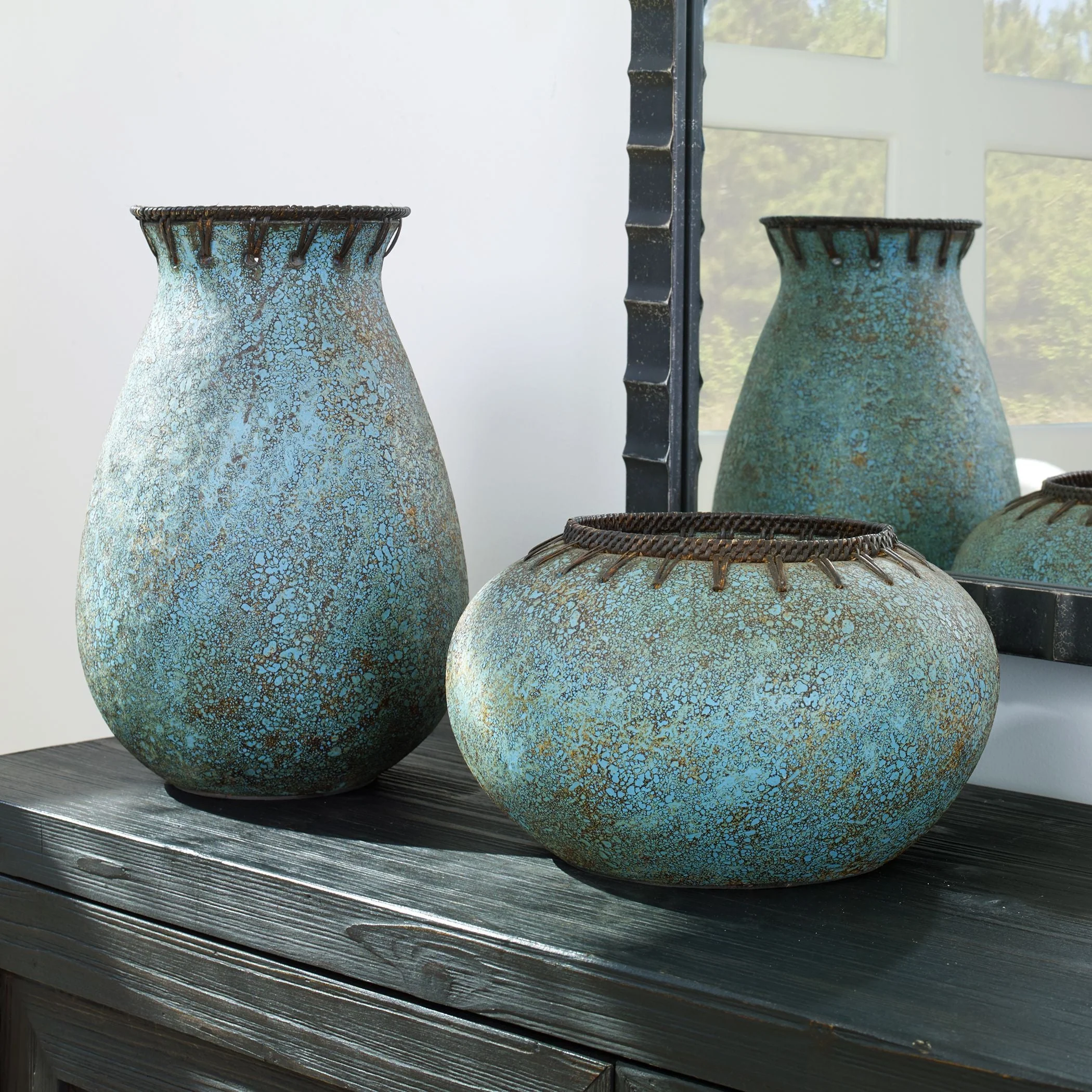 Uttermost Bisbee Turquoise Vases, S/2 - Image 2