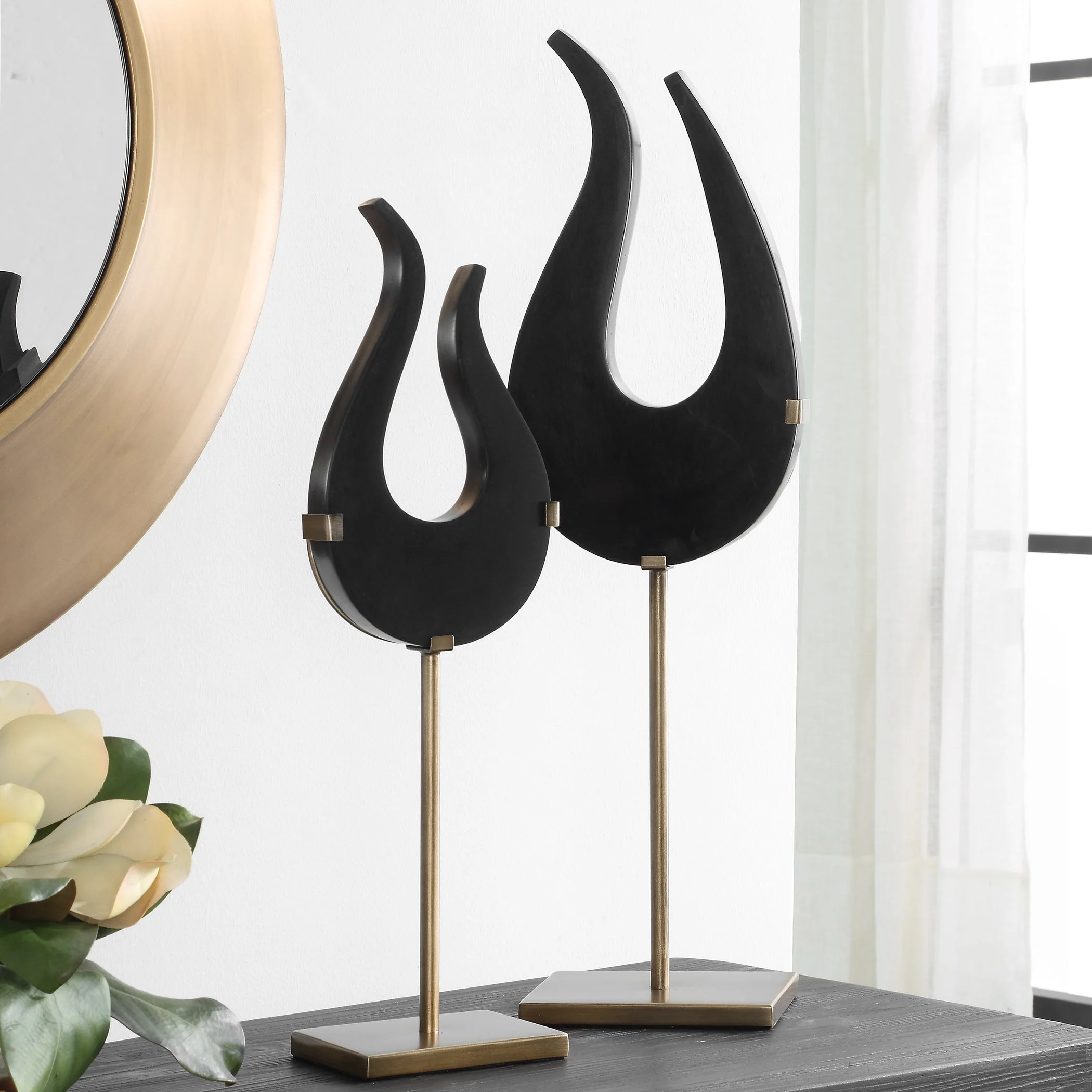 Uttermost Black Flame Sculptures, S/2 - Image 2
