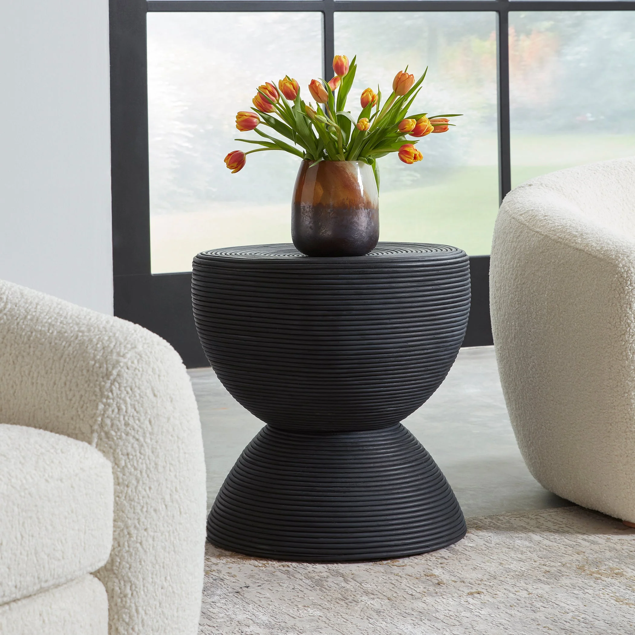 Uttermost Bongo Black Rattan Side Table - Image 7