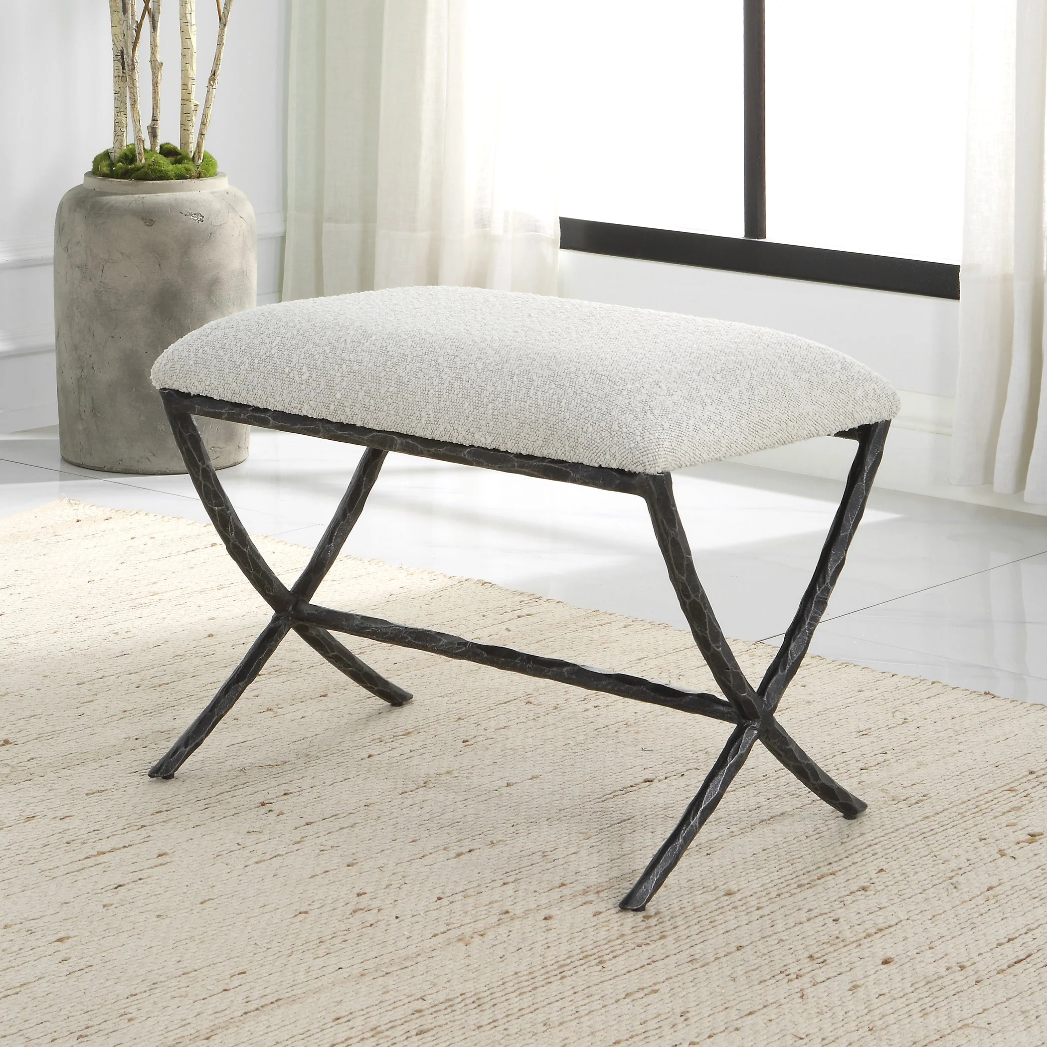 Uttermost Brisby Gray Fabric Small Bench - Image 2
