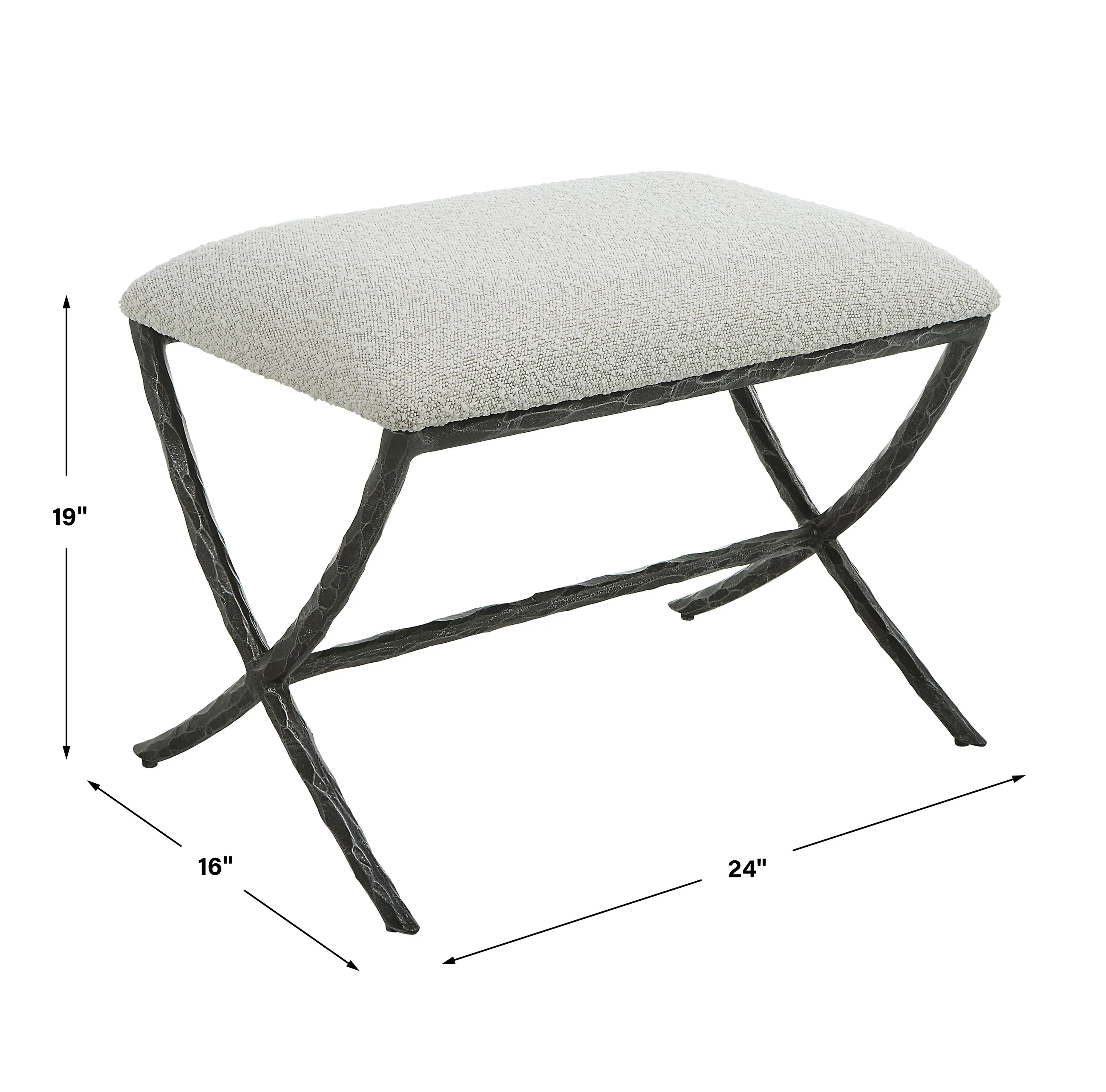 Uttermost Brisby Gray Fabric Small Bench - Image 4