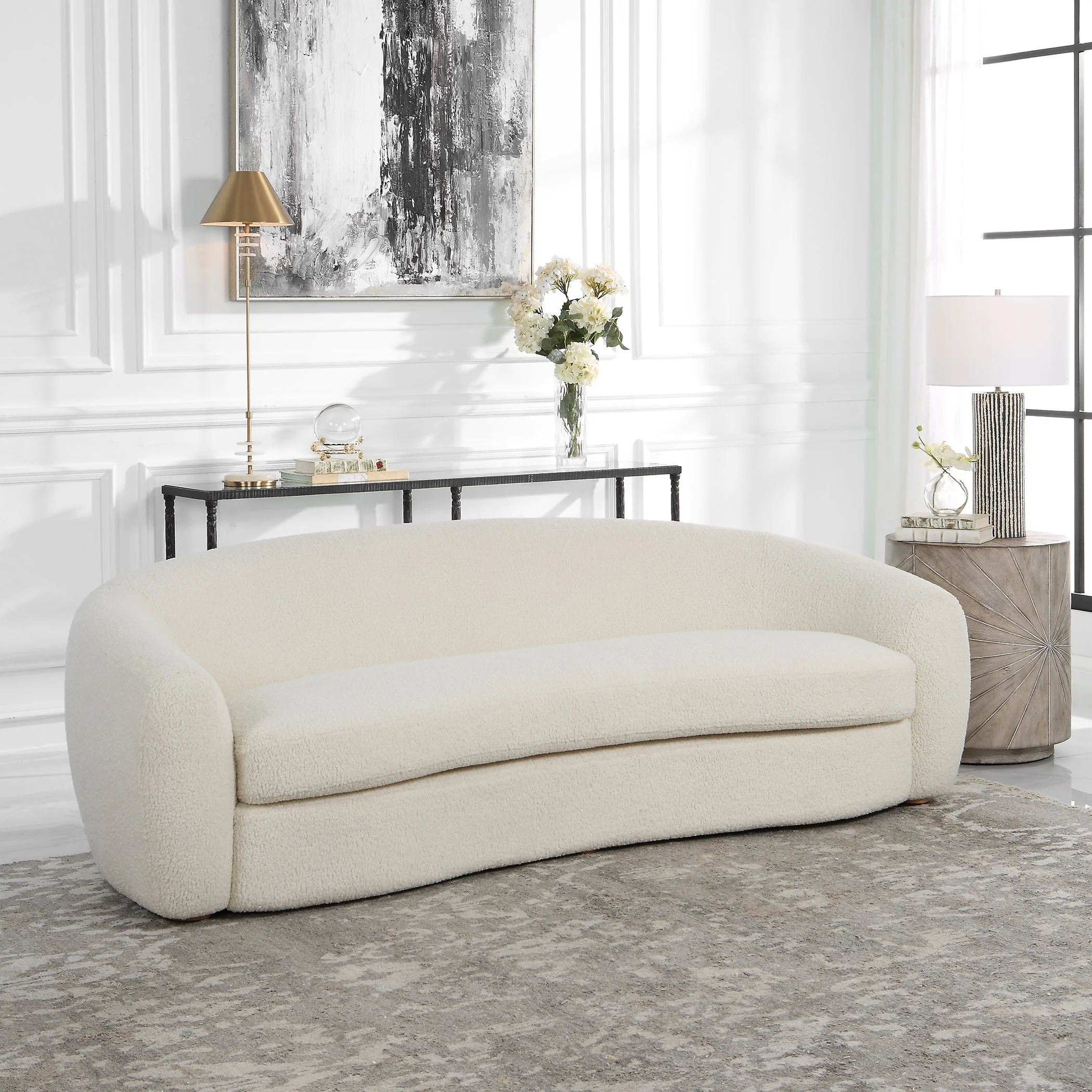 Uttermost Capra Art Deco White Sofa - Image 3
