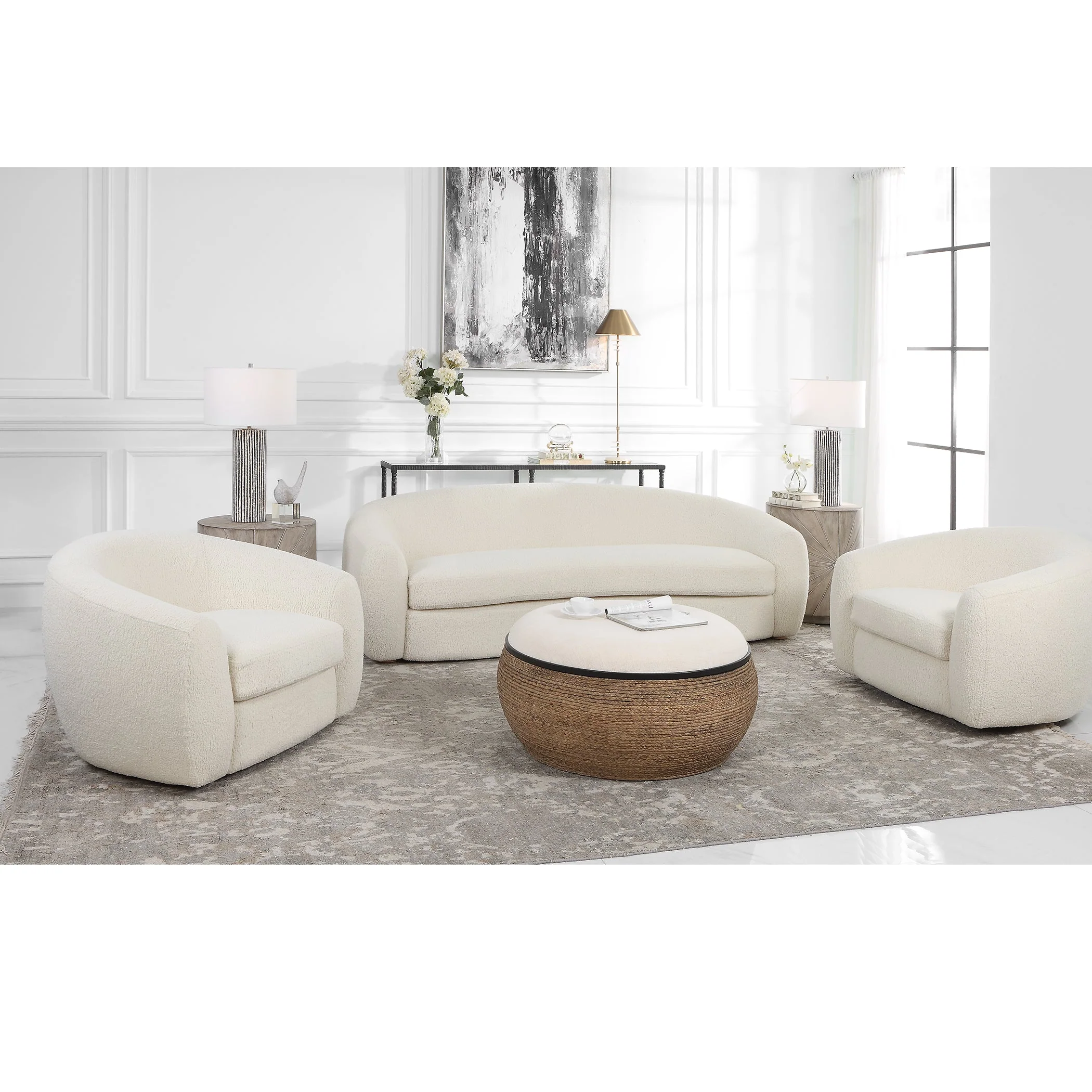 Uttermost Capra Art Deco White Sofa - Image 5