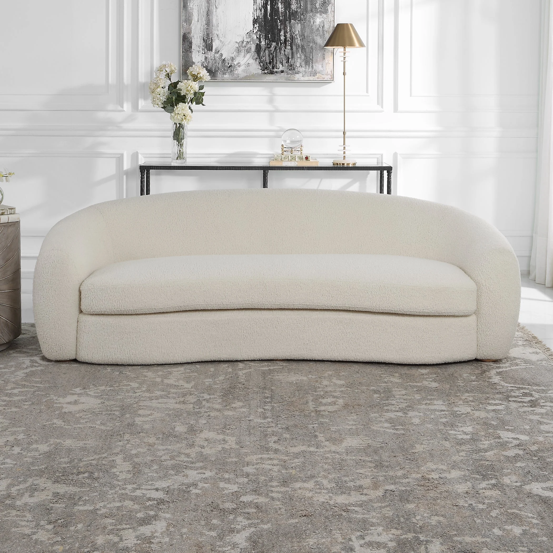 Uttermost Capra Art Deco White Sofa - Image 8