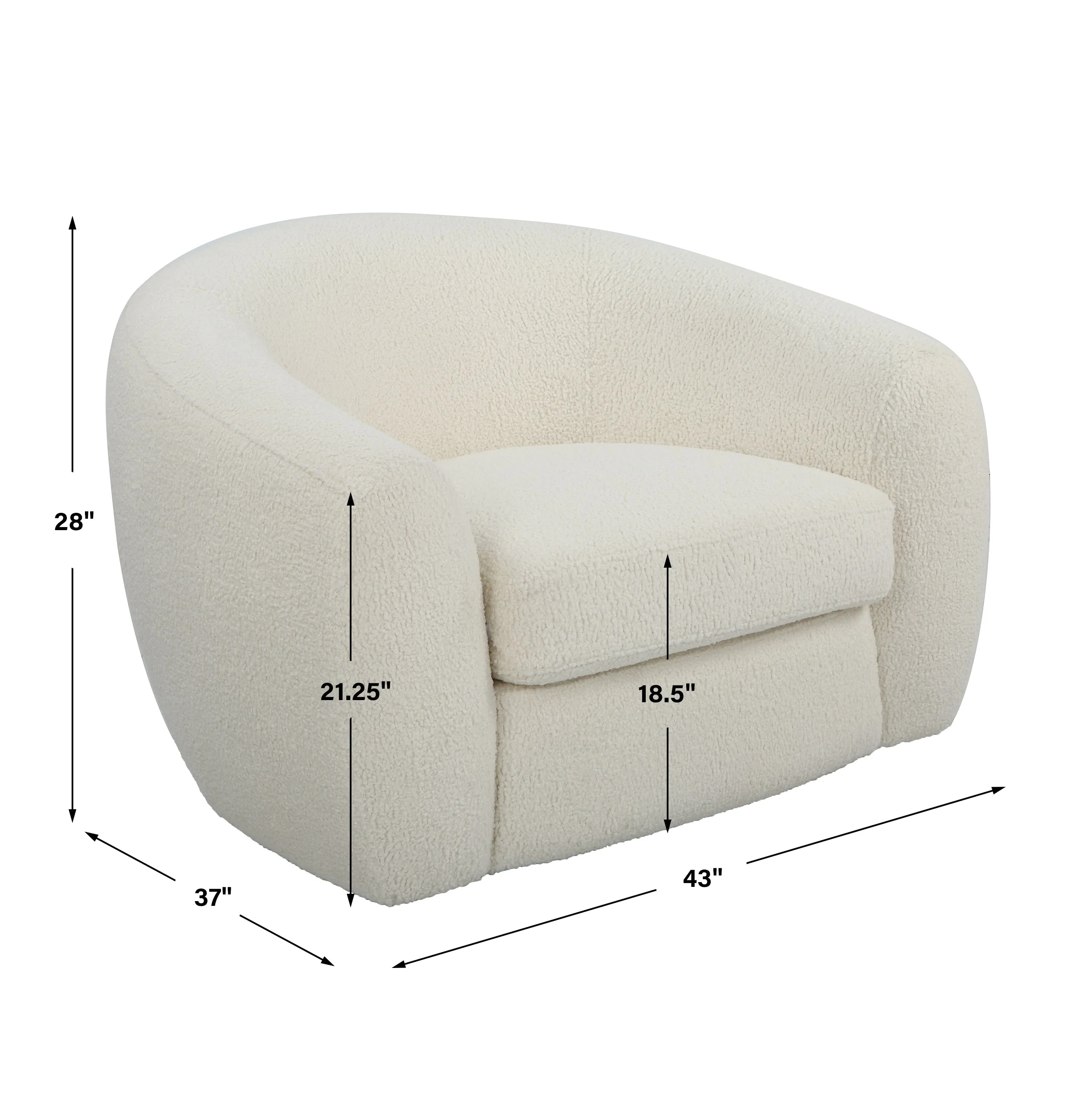 Uttermost Capra Art Deco White Swivel Chair - Image 3