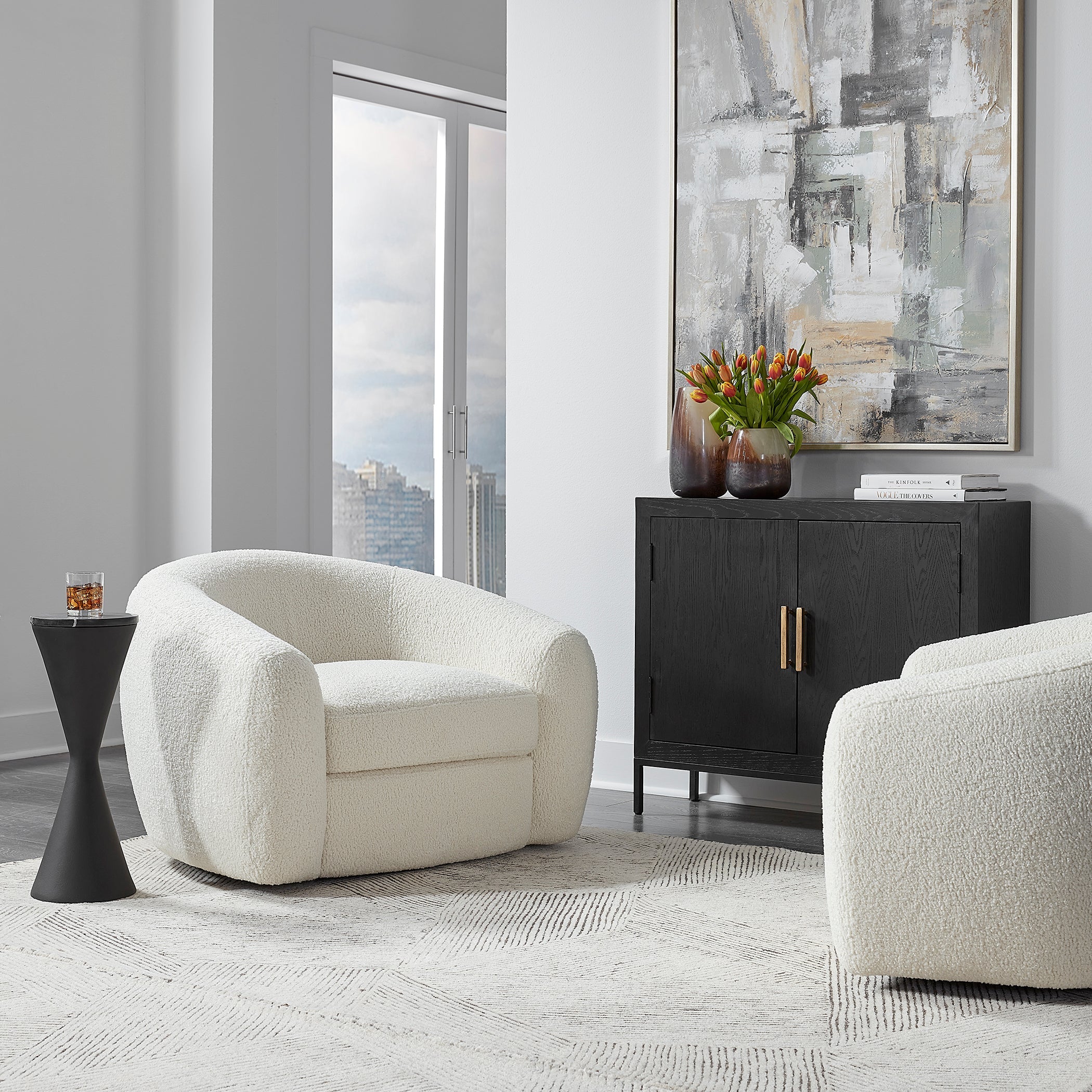 Uttermost Capra Art Deco White Swivel Chair - Image 6