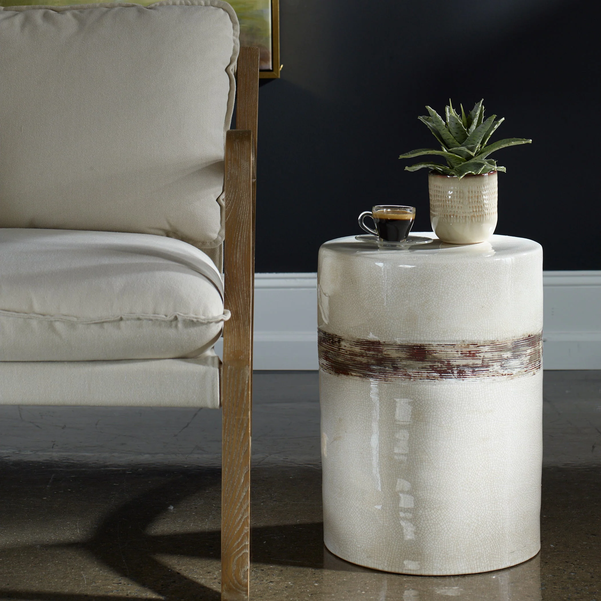 Uttermost Comanche White Ceramic Garden Stool - Image 7