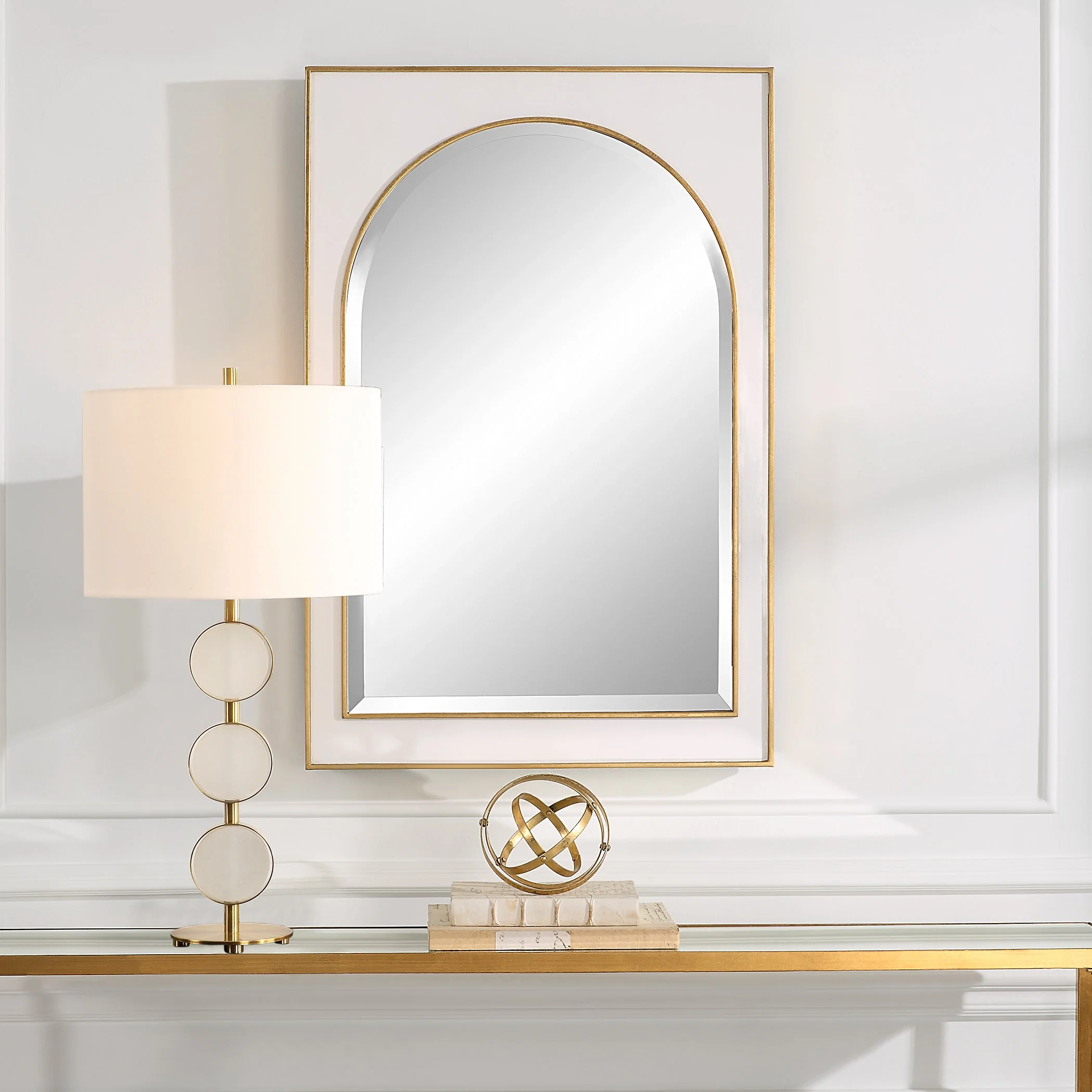 Uttermost Crisanta Gloss White Arch Mirror - Image 2