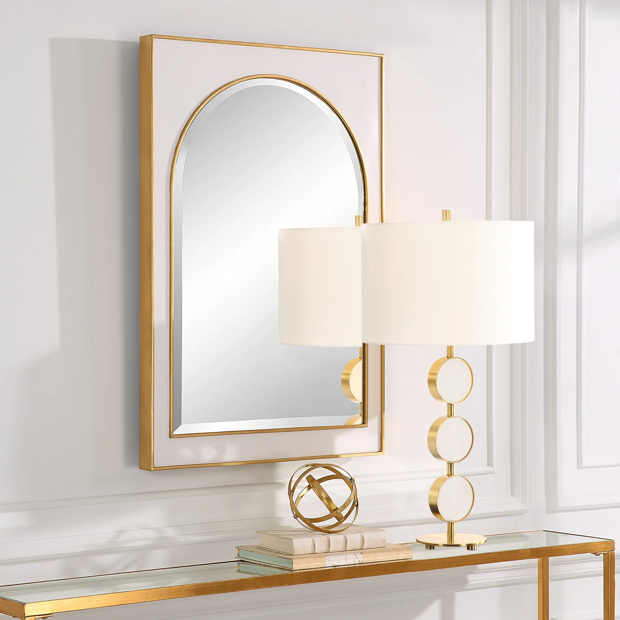 Uttermost Crisanta Gloss White Arch Mirror - Image 5